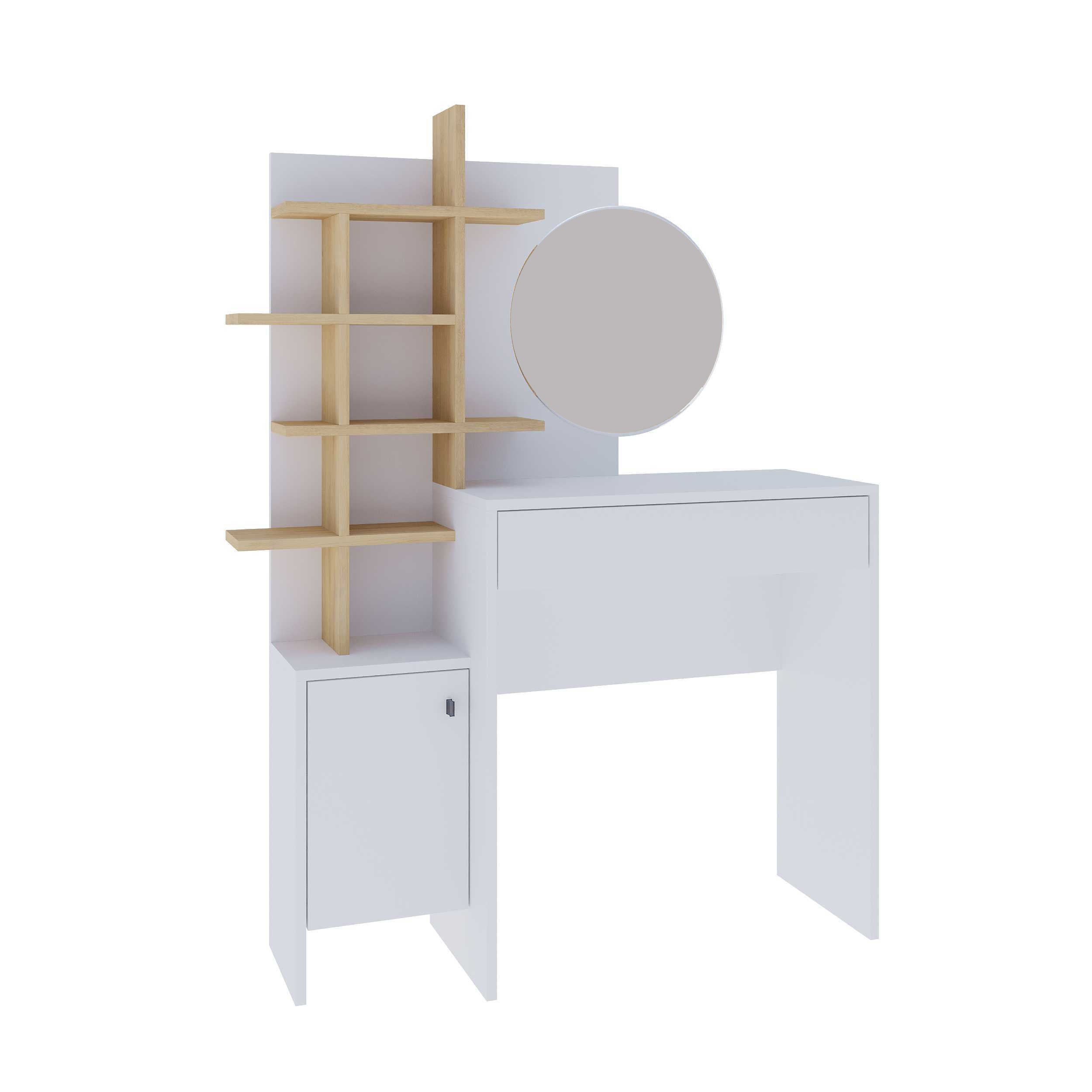 GFW Desk Freyja Dressing Table White/Oak Bed Kings