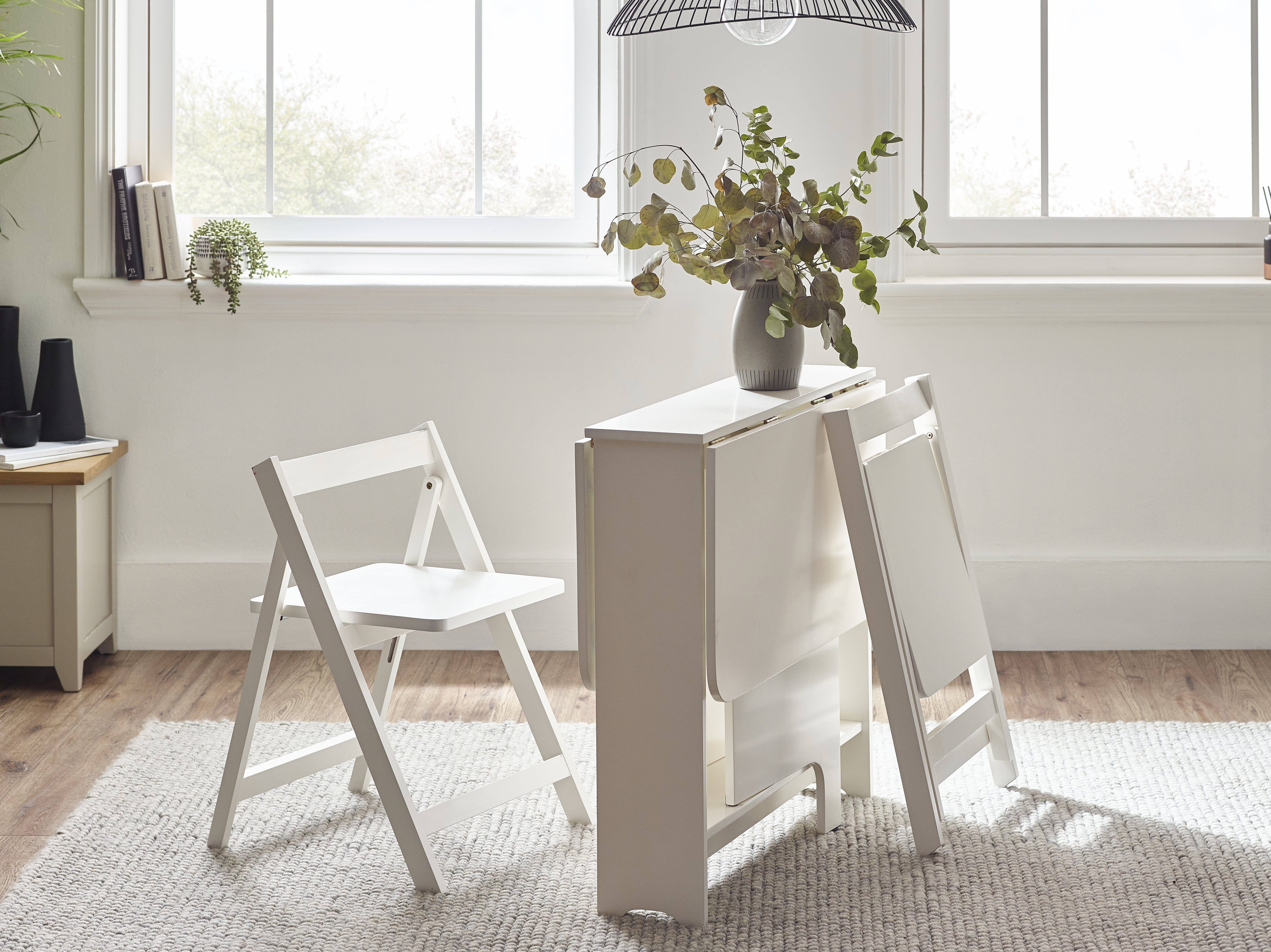 Julian Bowen Dining Set Gatan Small Gateleg Table With 2 Chairs - White Bed Kings