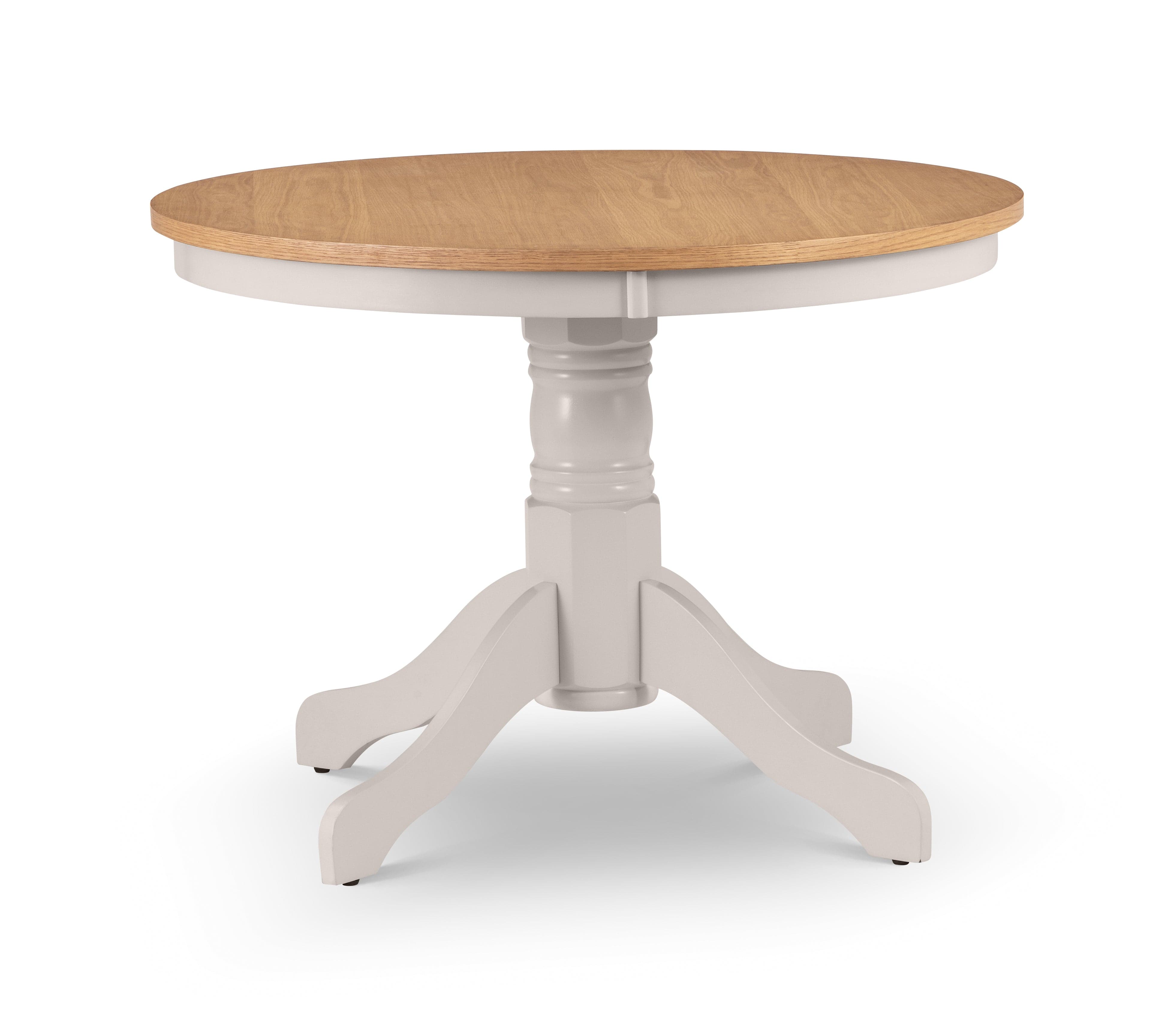 Julian Bowen Dining Table Davenport Oak/Elephant Grey Round Pedestal Table Bed Kings