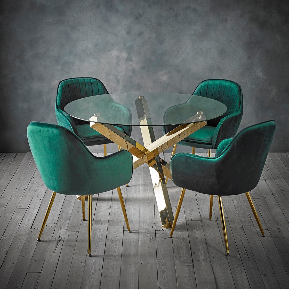 LPD Dining Table Capri Dining Table Glass Top With Gold Legs Bed Kings
