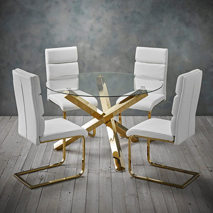 LPD Dining Table Capri Dining Table Glass Top With Gold Legs Bed Kings