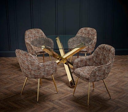 LPD Dining Table Capri Dining Table Glass Top With Gold Legs Bed Kings