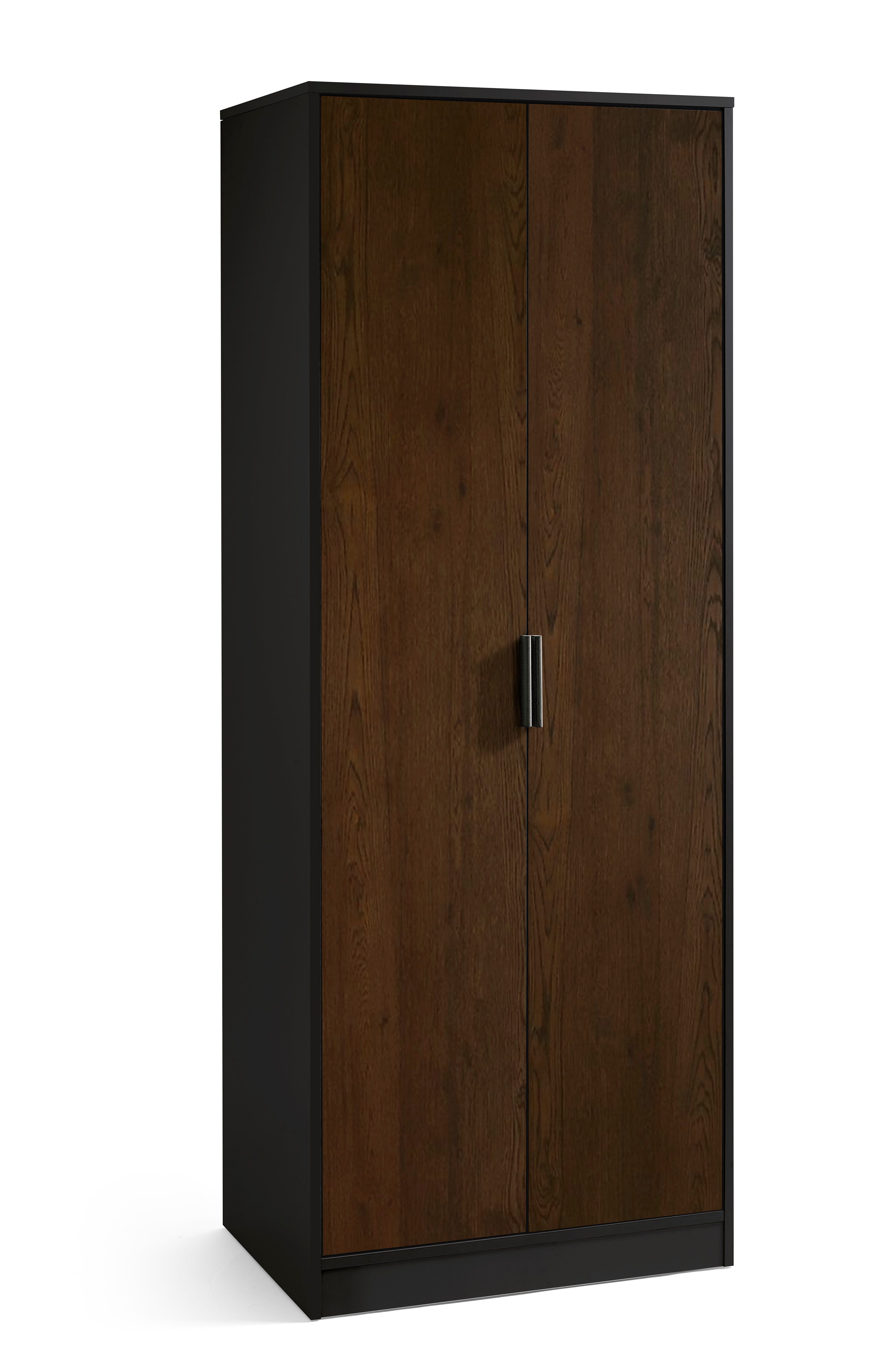 Alba 2 Door Wardrobe - Walnut/Black