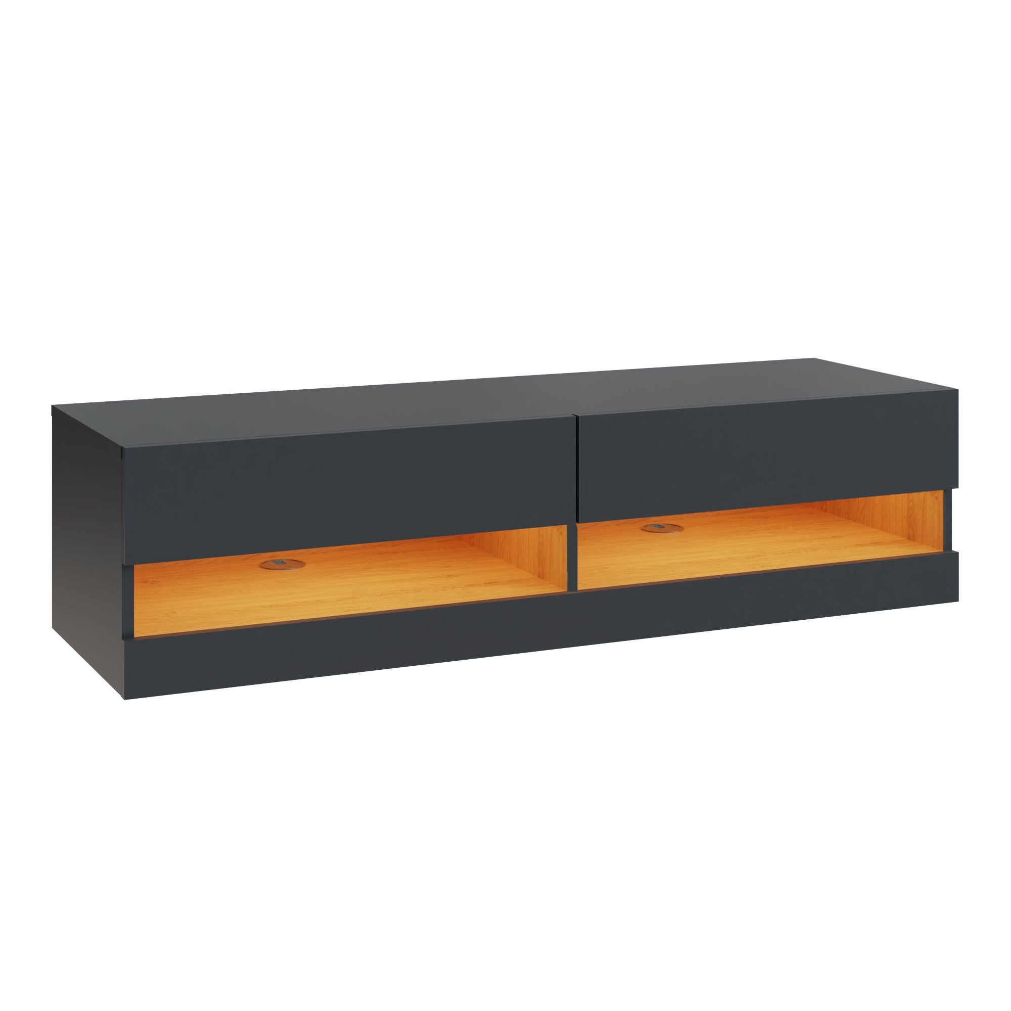 Leon 120Cm Wall TV Unit With LED Anthracite/Oak