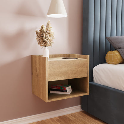 Harmony Wall Mounted Pair Of Bedside Tables Oak - GFW