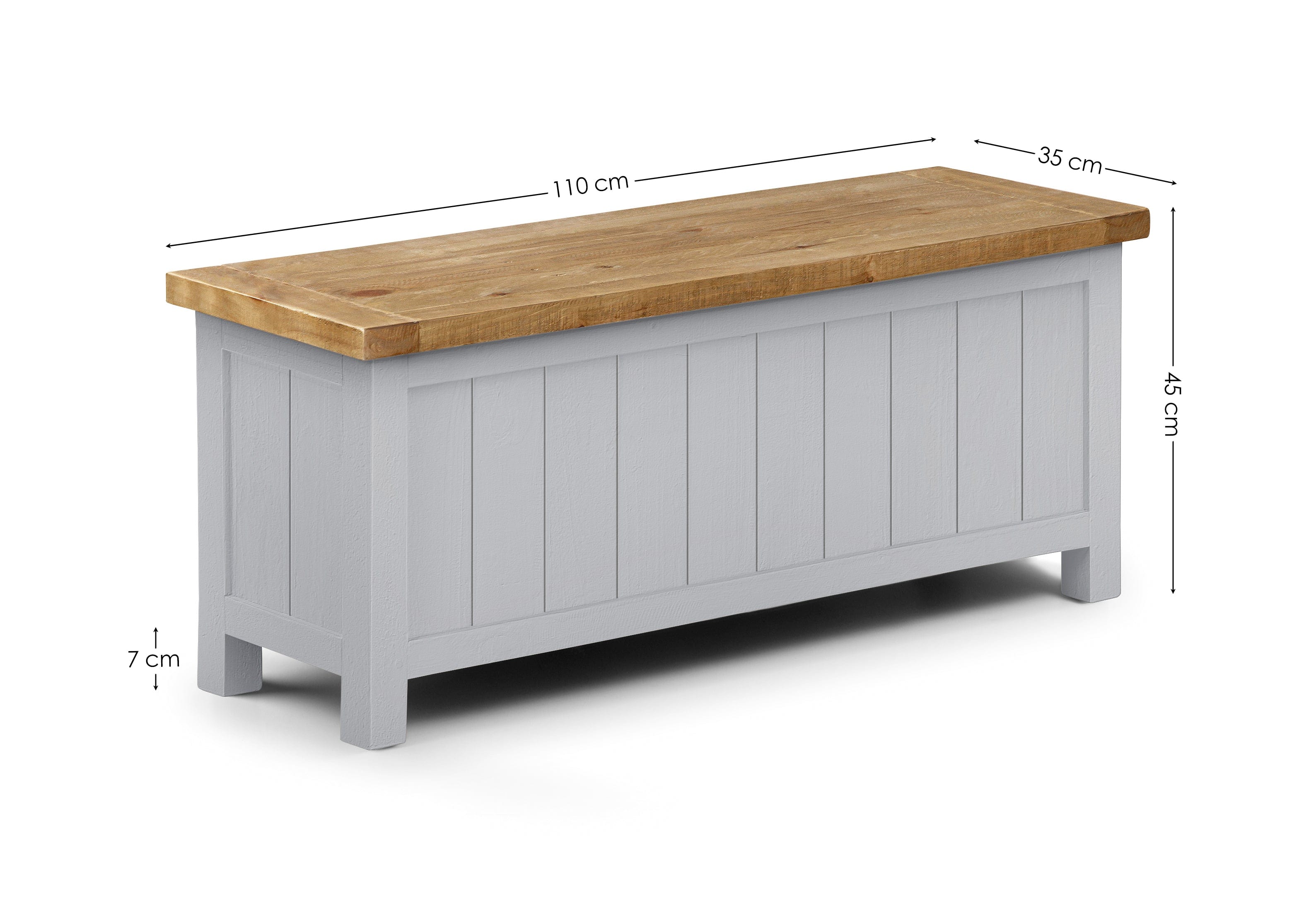 Aspen Storage Bench - Grey Wash