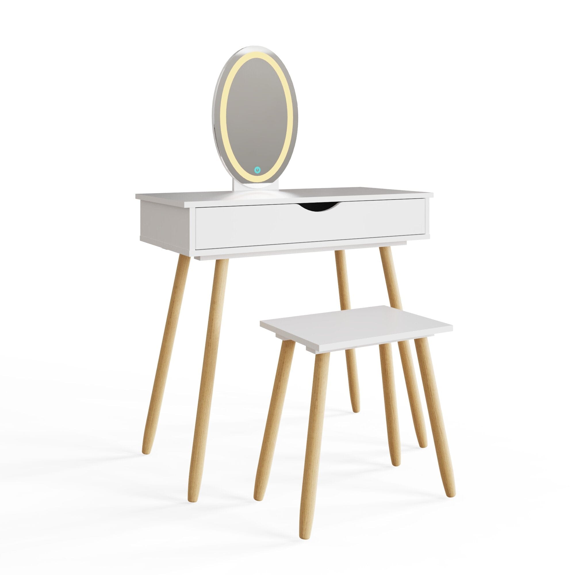 GFW Dressing Table Set Signy Led Dressing Table With Stool Bed Kings