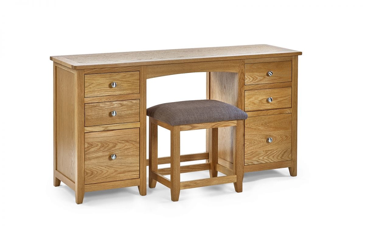 Julian Bowen Dressing Table Set Mallory Twin Pedestal Dressing Table + Stool Set Bed Kings