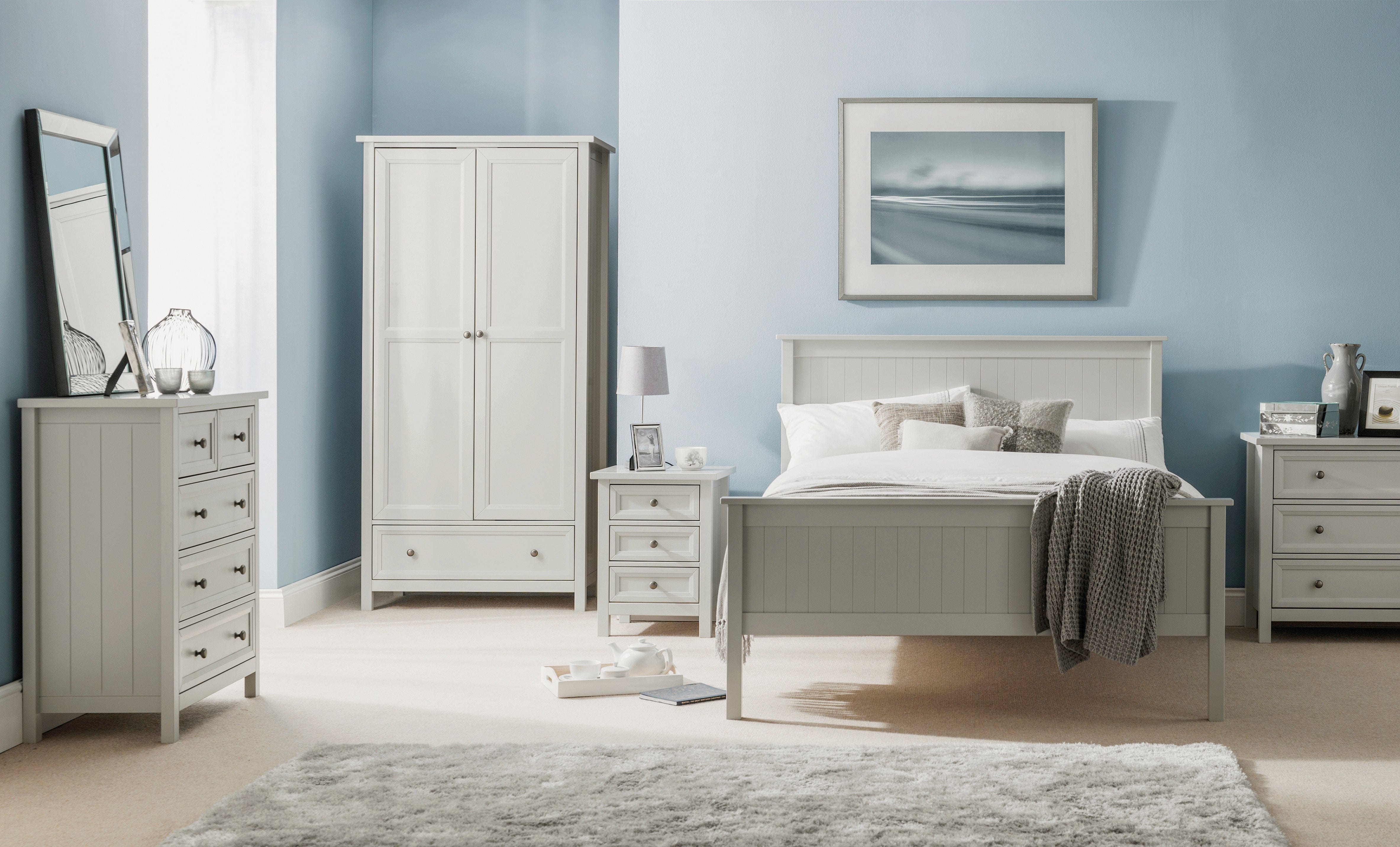 Julian Bowen Dressing Table Stool Maine Dressing Stool- Dove Grey Bed Kings