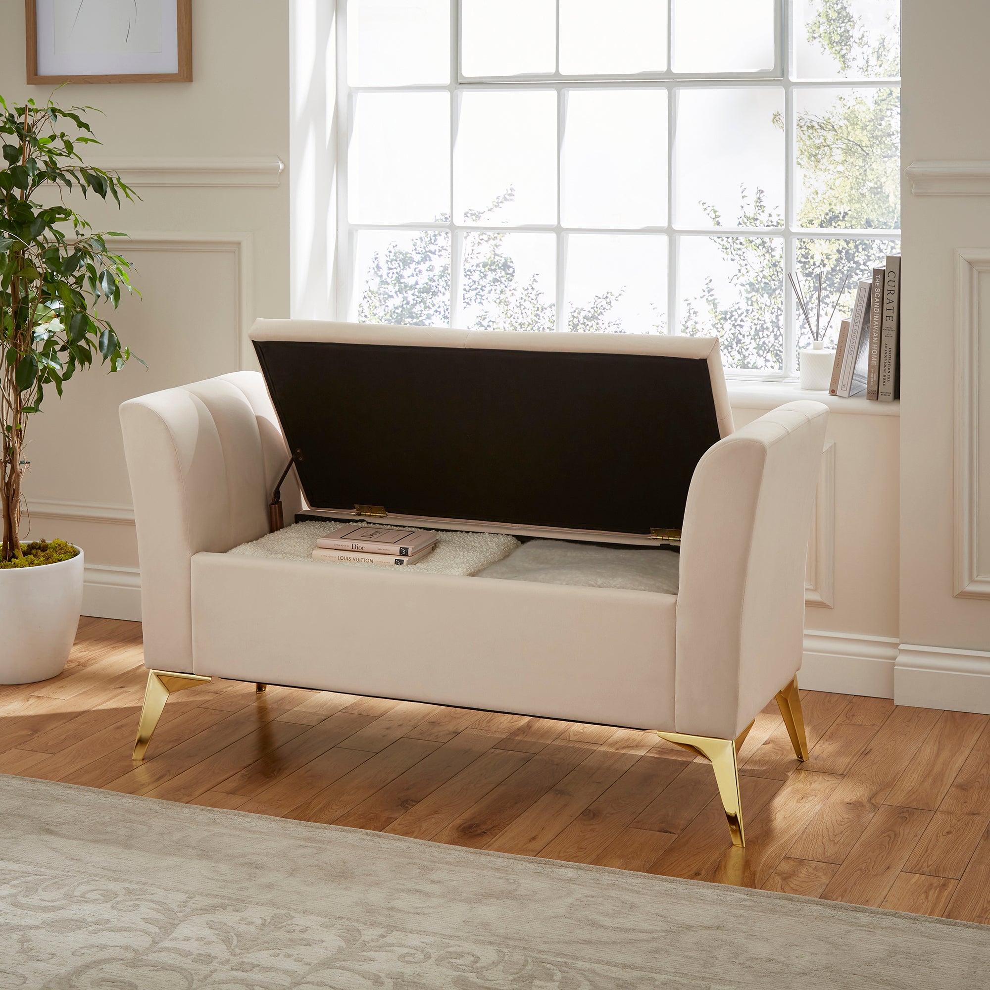 Pettine Ottoman Storage Bench Natural