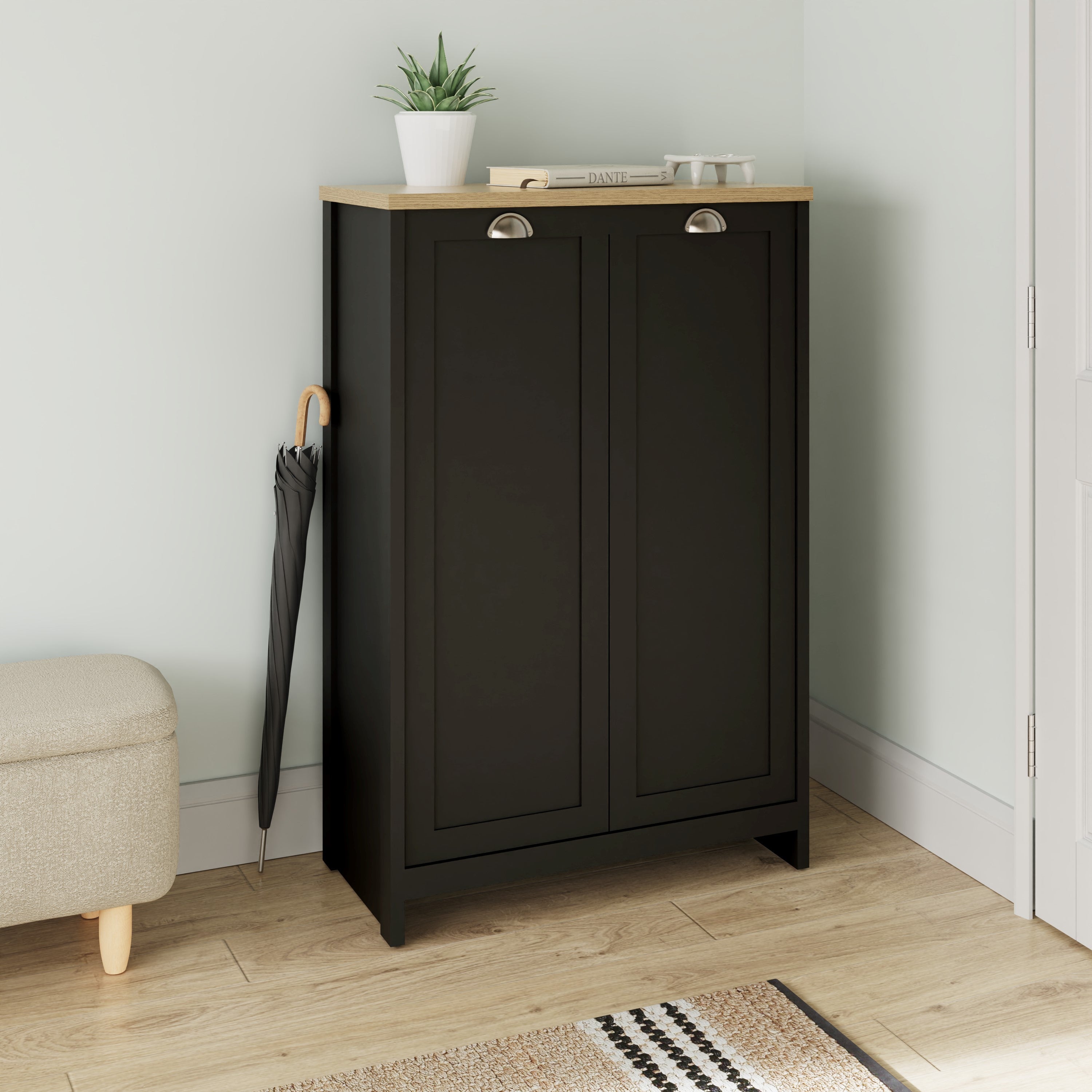 Lancaster 2 Door Shoe Cabinet Black