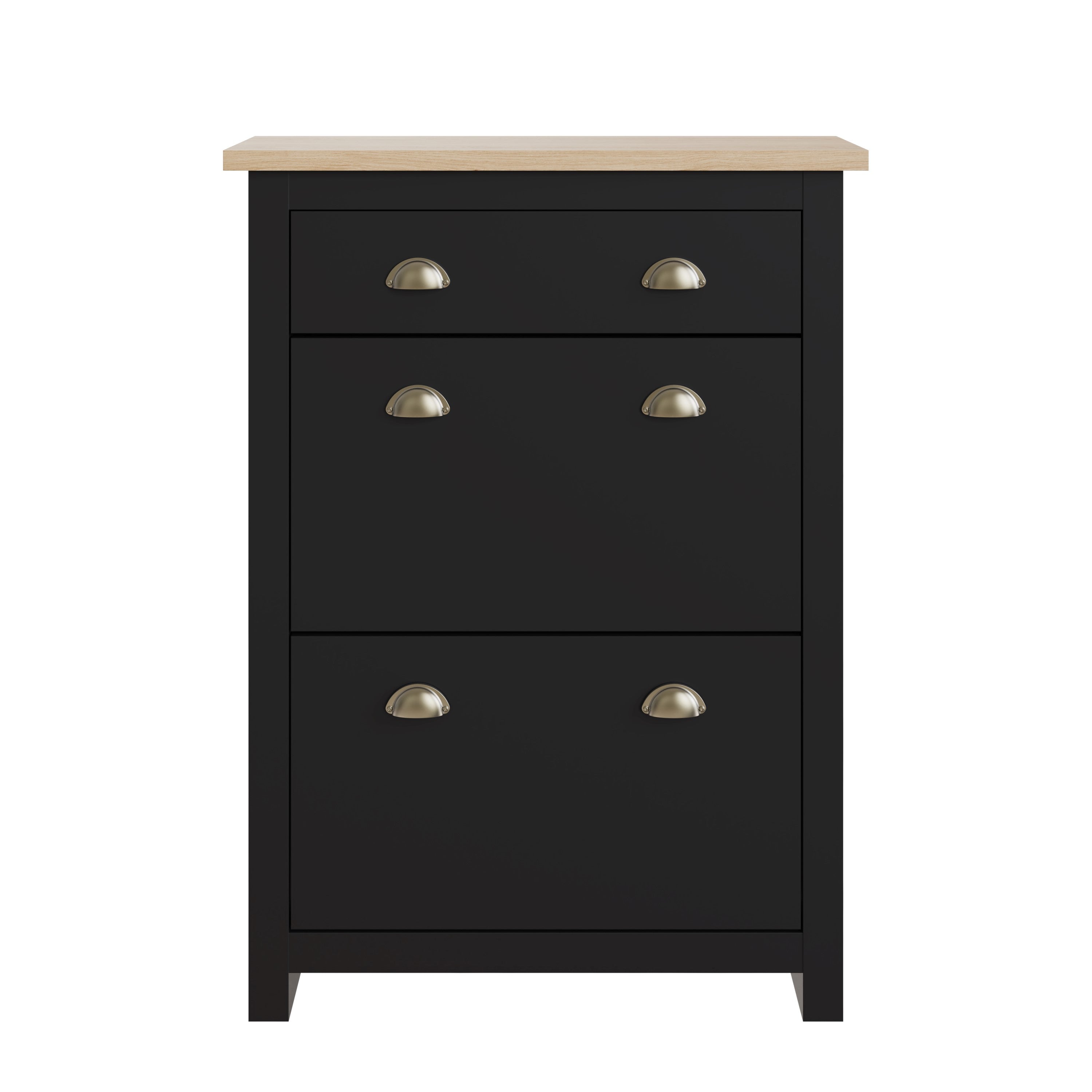 Lancaster 2Dr 1Drw Shoe Cabinet Black
