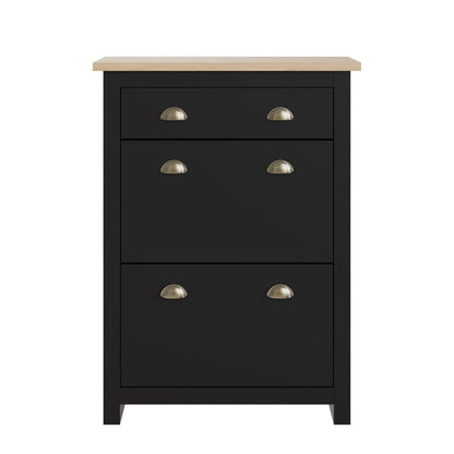 Lancaster 2Dr 1Drw Shoe Cabinet Black