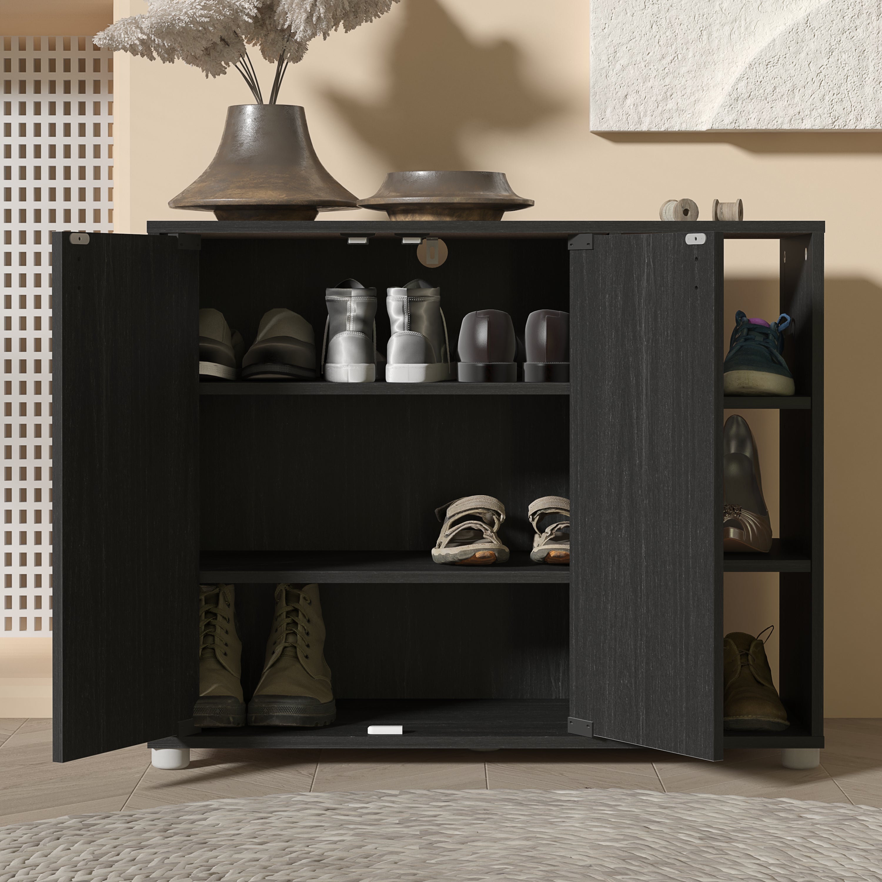 Bideford Shoe Cabinet Rustic Black Oak
