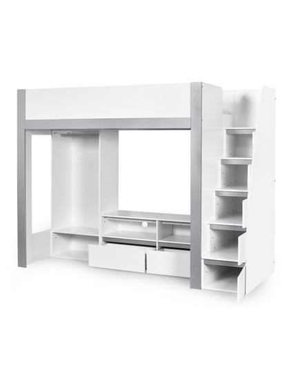 Gaia Highsleeper TV Bed - White and Silver