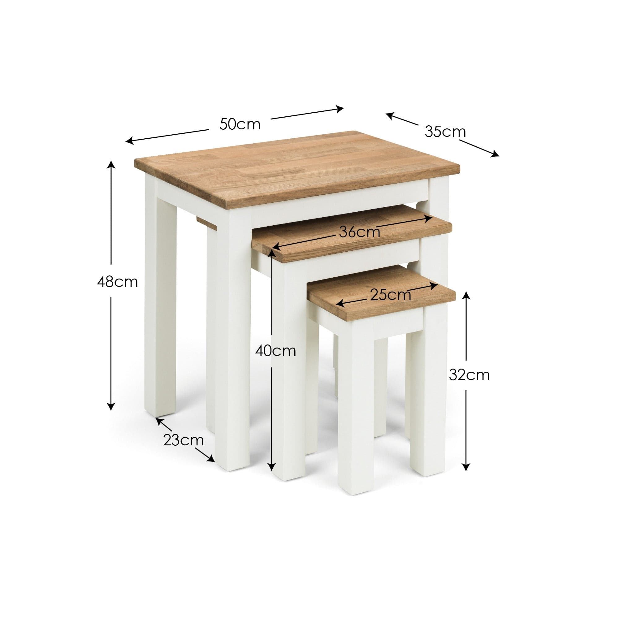 Coxmoor Nest Of 3 Tables - Ivory & Oak