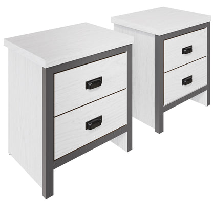 Boston 2 Drawer Bedside Table Pair White