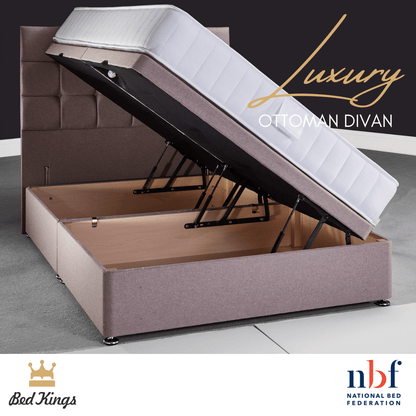 Bed Kings Fabric Bed Luxury Ottoman Divan Base (Side Lift) Bed Kings