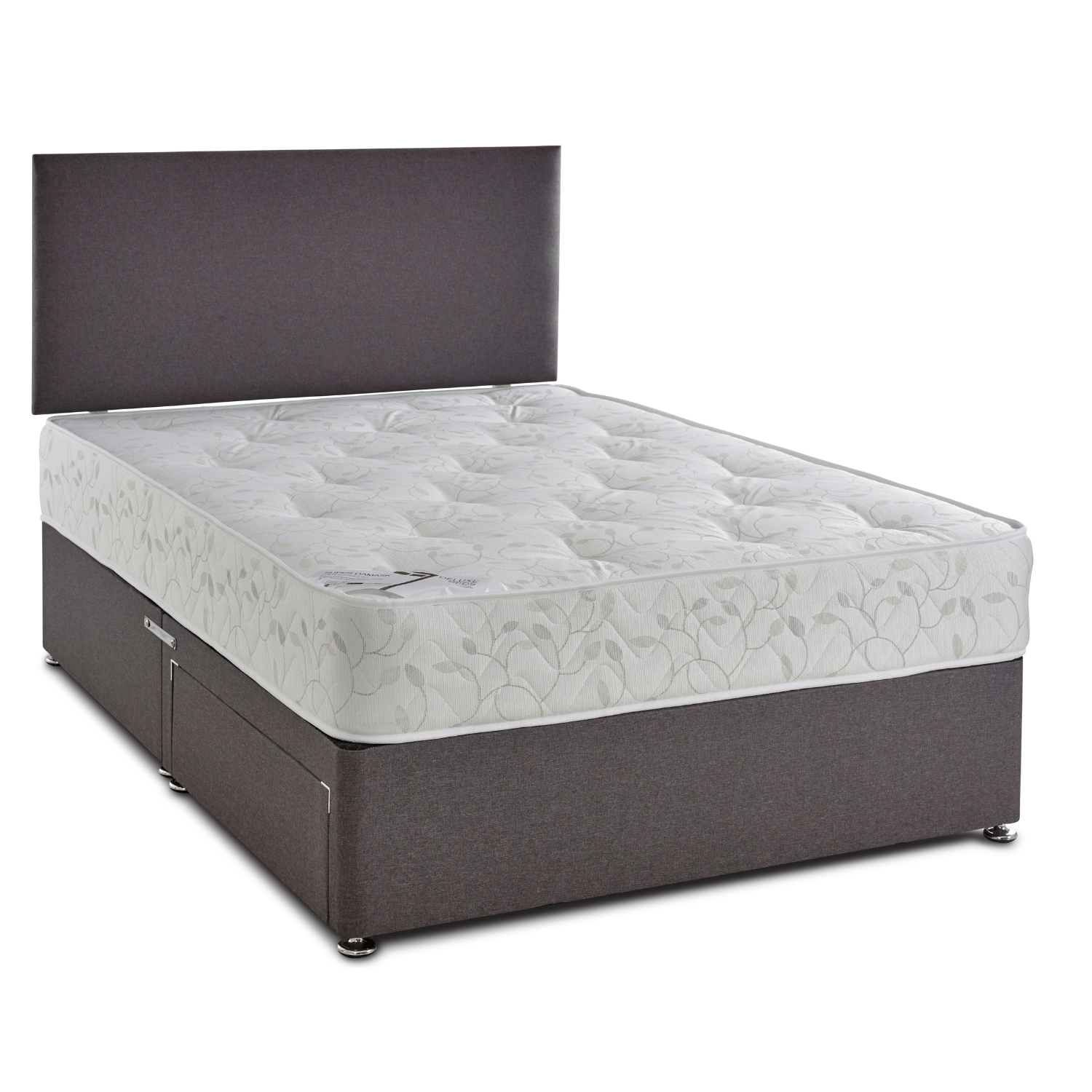 Bed Kings Fabric Bed Pocket Spring Divan Bed Set - includes Mattress & Headboard & 2 Drawers Bed Kings