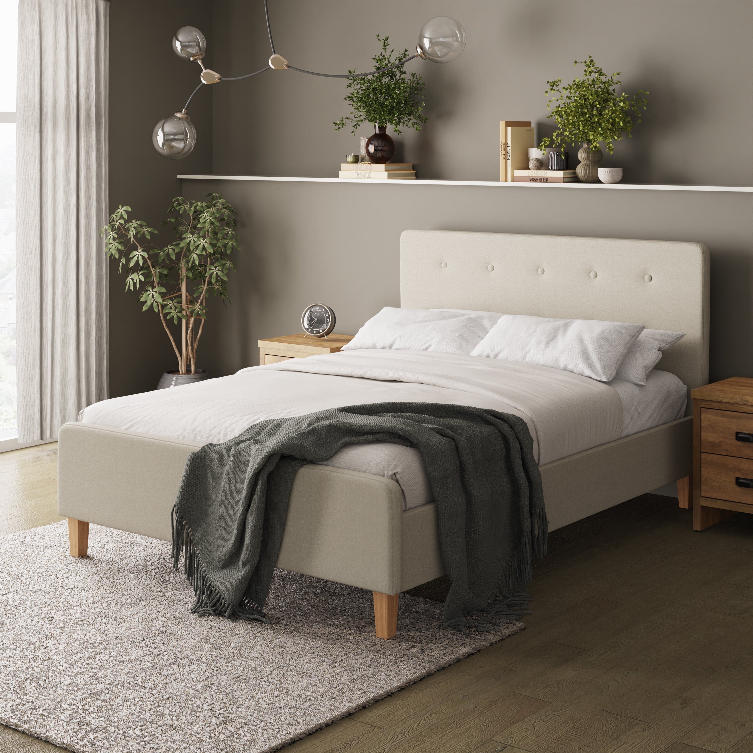 GFW Fabric Bed Ashbourne Bed Frame Natural Bed Kings