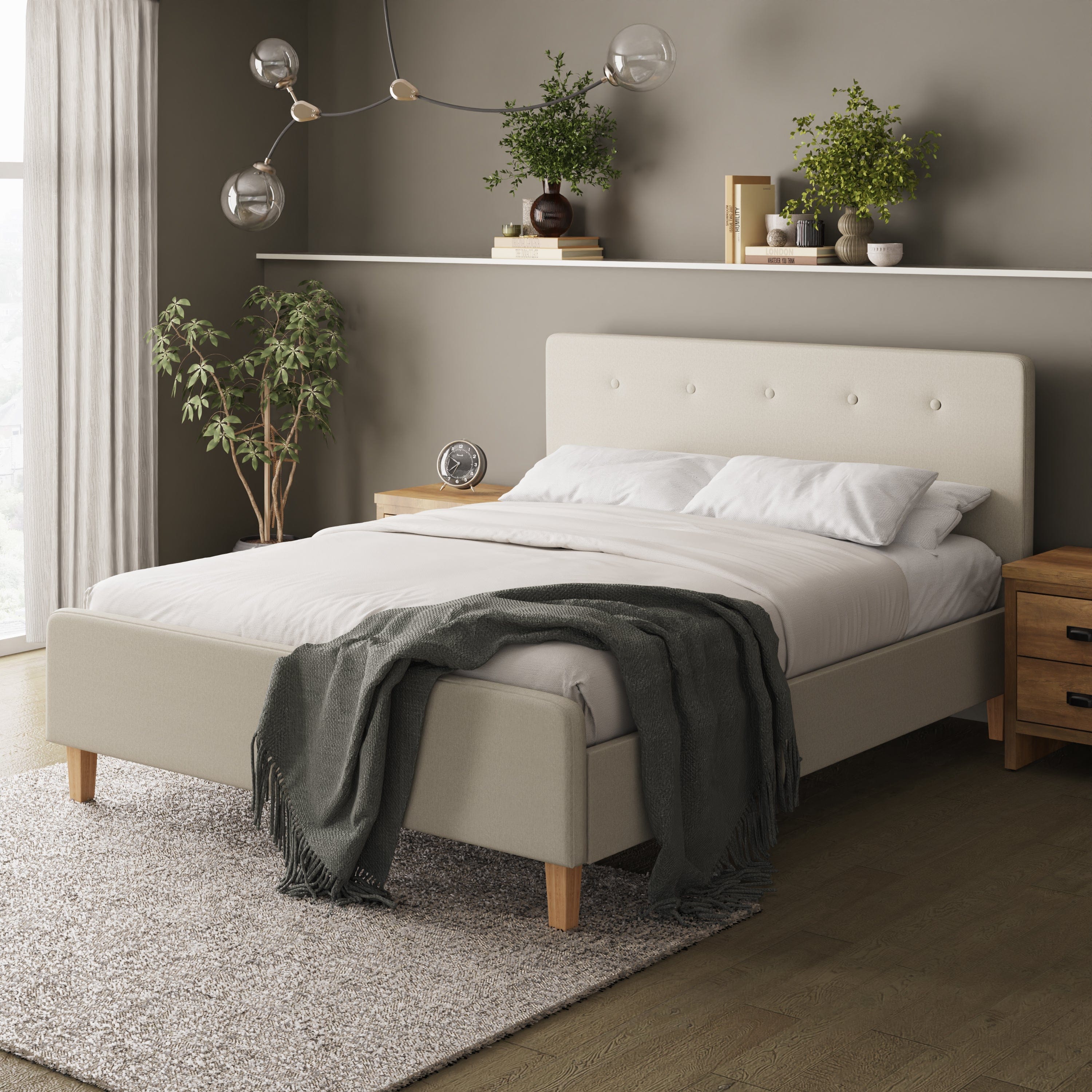 GFW Fabric Bed Ashbourne Bed Frame Natural Bed Kings