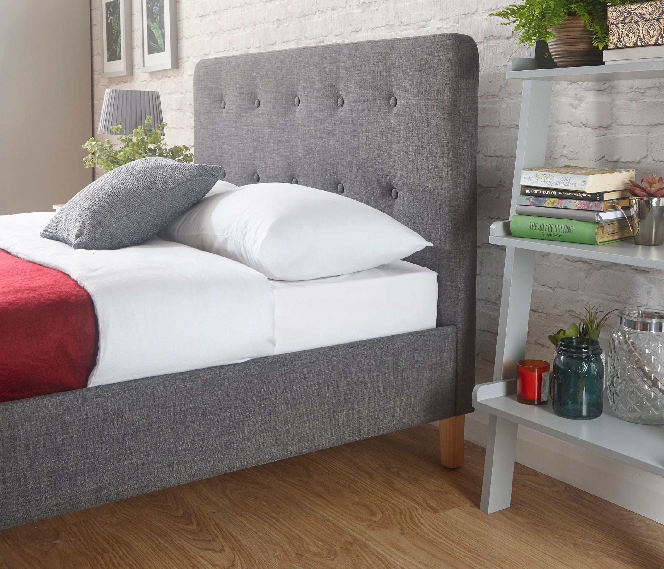 GFW Fabric Bed Ashbourne Fabric Upholstered Bed Grey Bed Kings