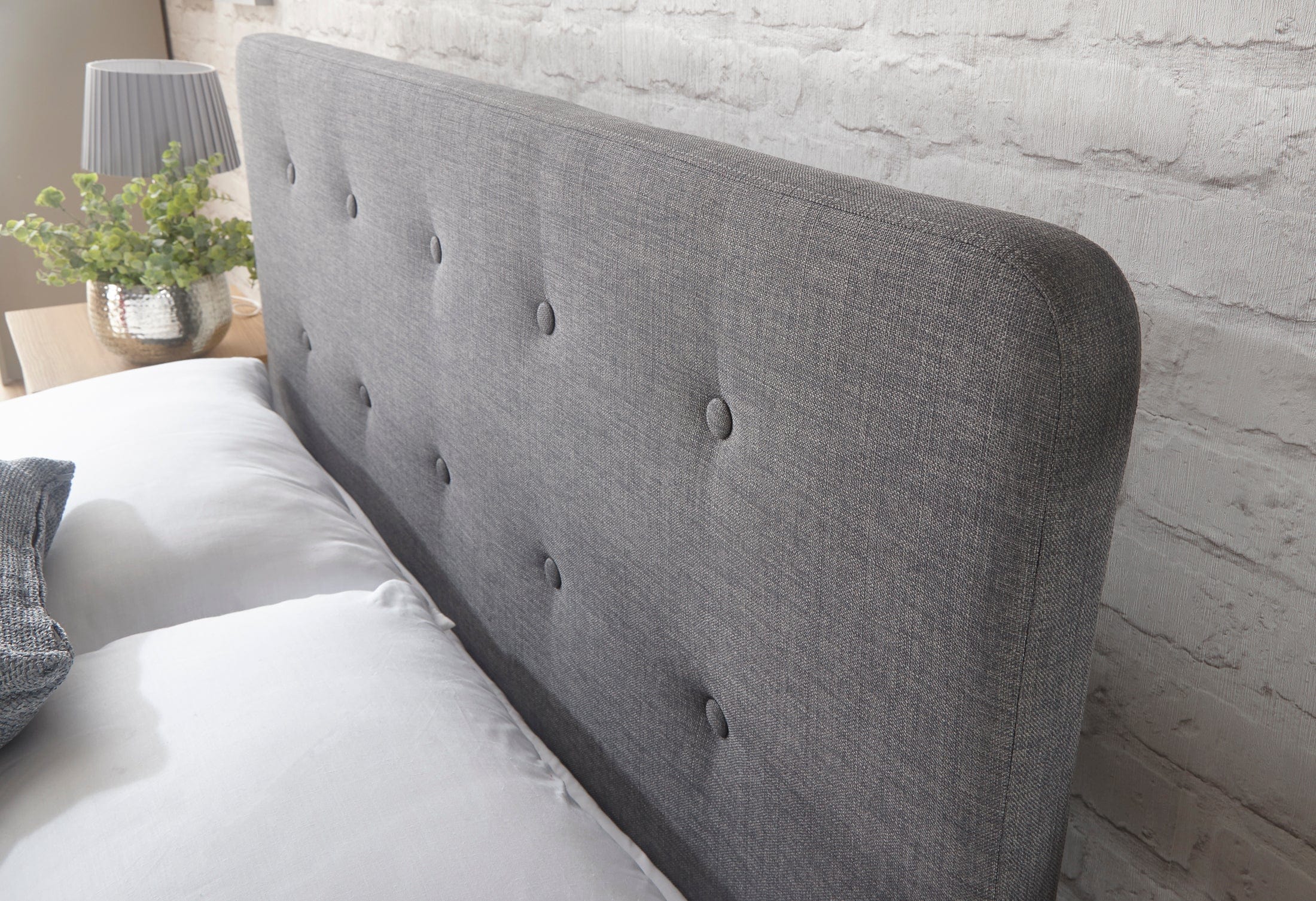 GFW Fabric Bed Ashbourne Fabric Upholstered Bed Grey Bed Kings