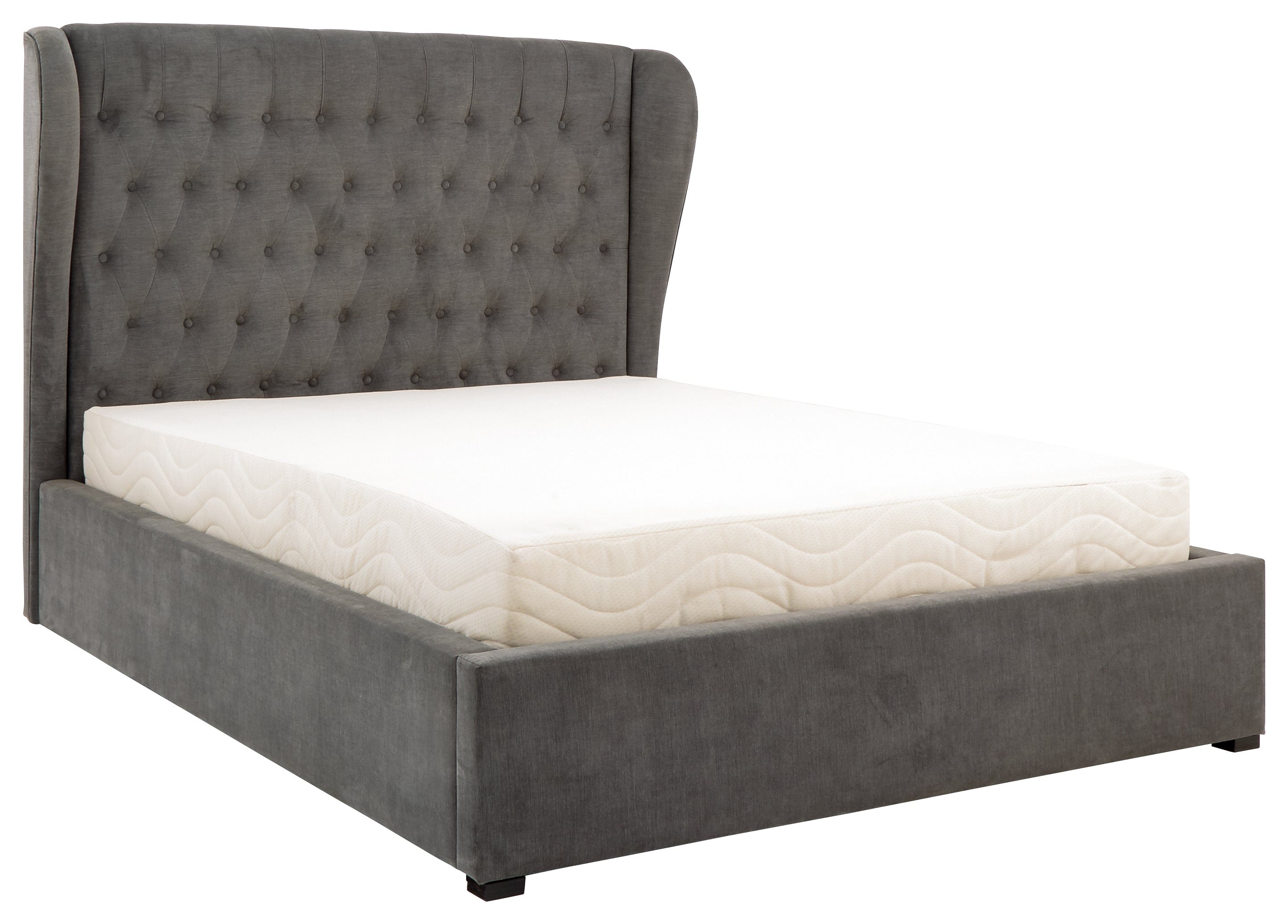 GFW Fabric Bed Dakota Ottoman Bed With Solid Base Grace Pewter Bed Kings