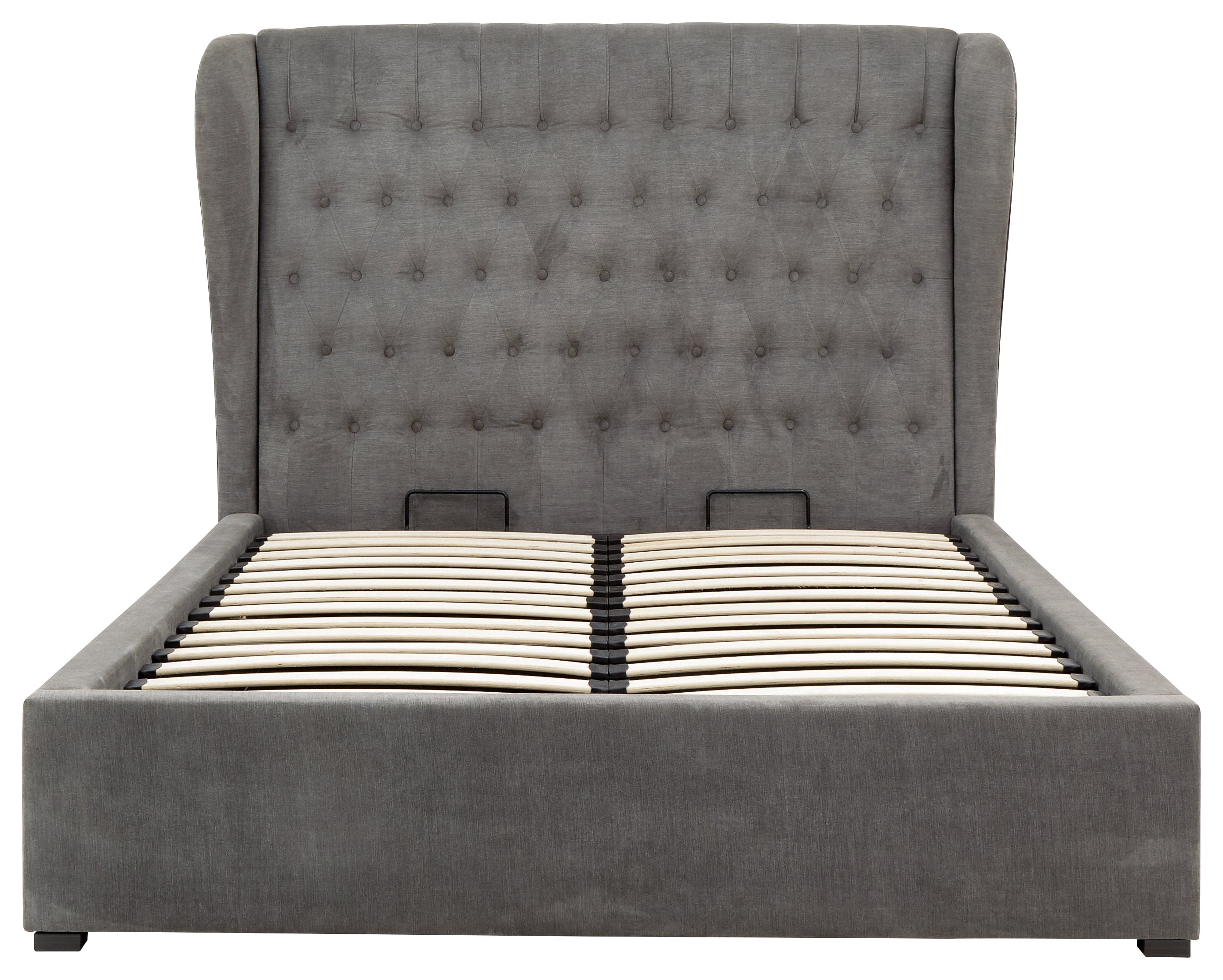 GFW Fabric Bed Dakota Ottoman Bed With Solid Base Grace Pewter Bed Kings