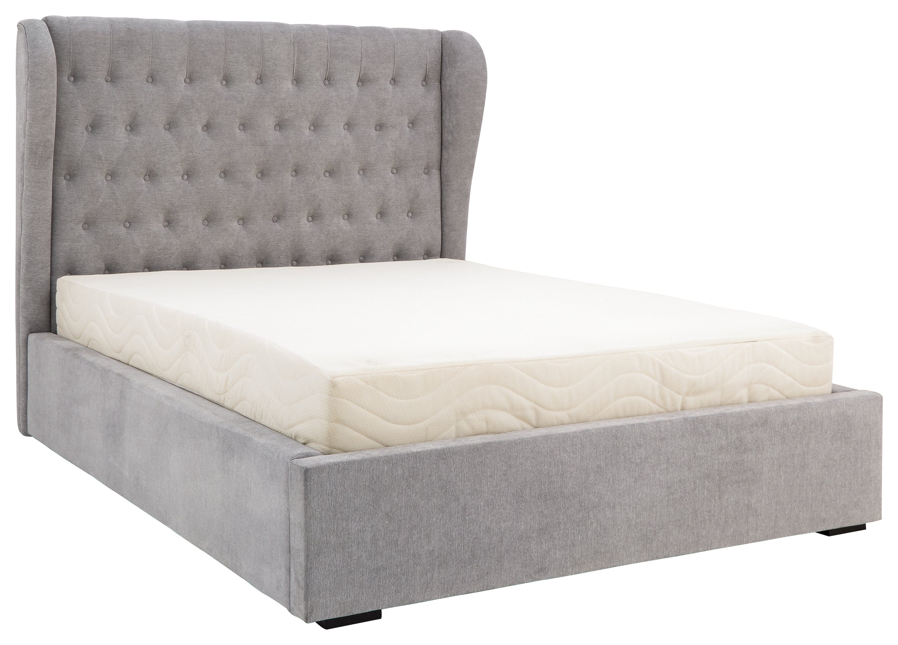 GFW Fabric Bed Dakota Ottoman Bed With Solid Base Platinum Bed Kings