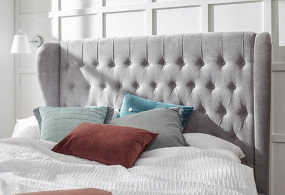 GFW Fabric Bed Dakota Ottoman Bed With Solid Base Platinum Bed Kings
