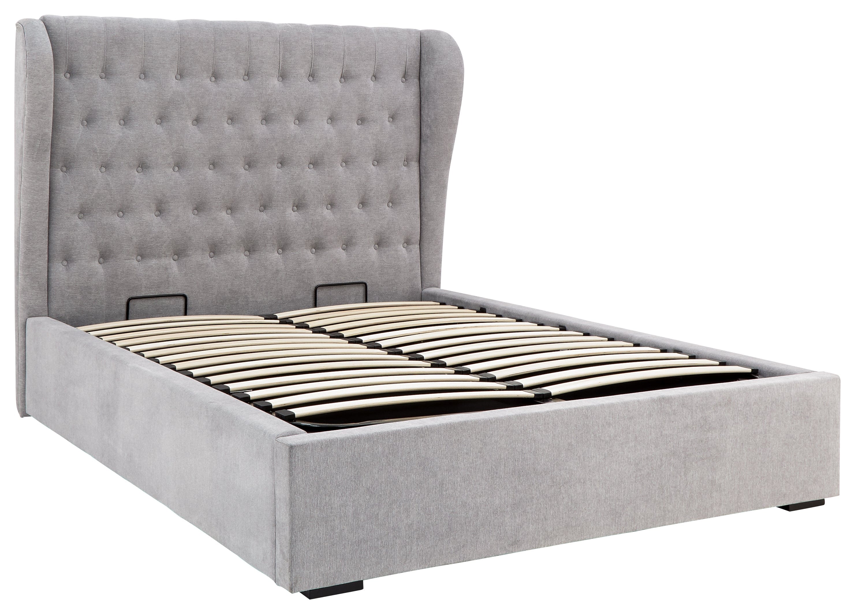 GFW Fabric Bed Dakota Ottoman Bed With Solid Base Platinum Bed Kings