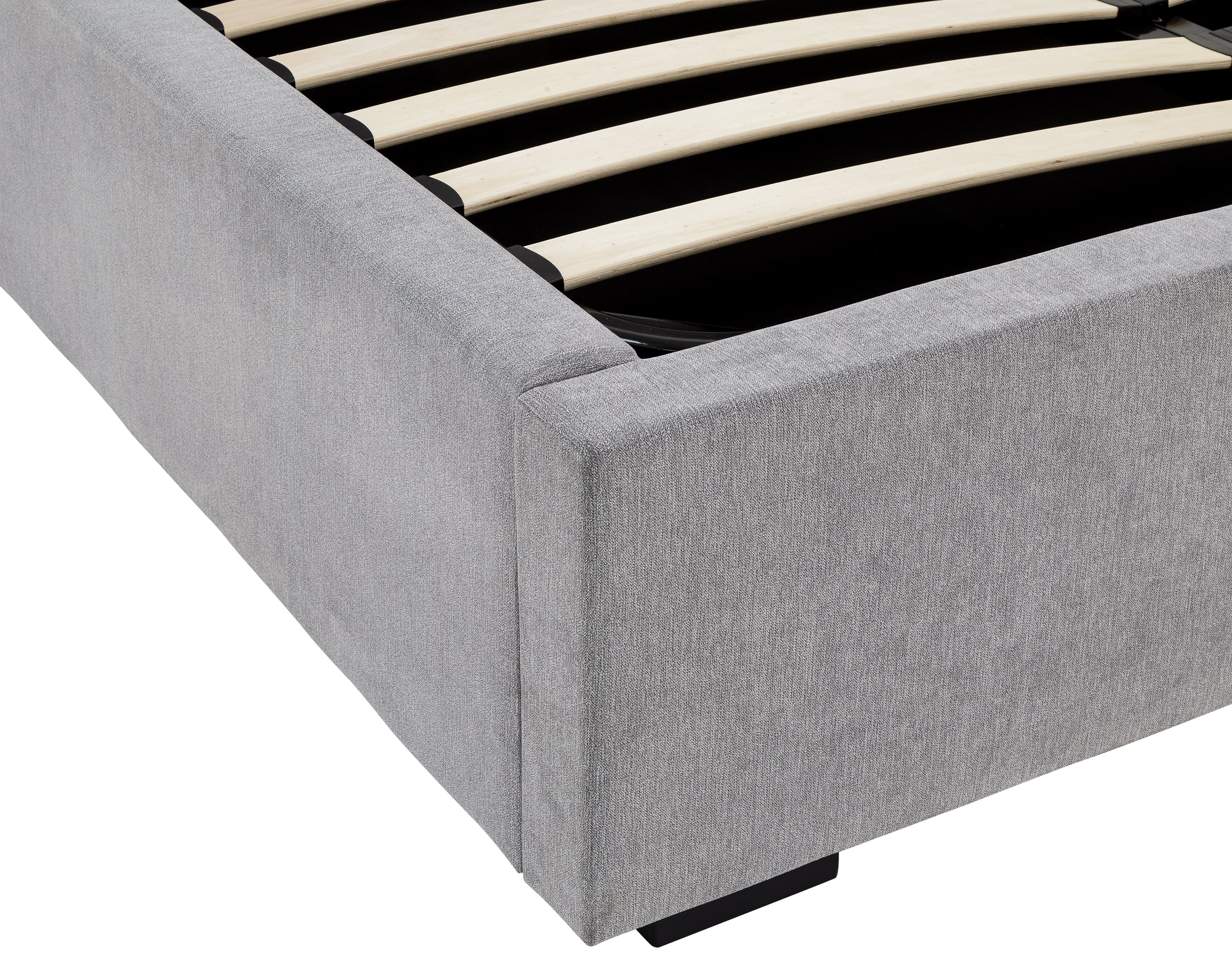 GFW Fabric Bed Dakota Ottoman Bed With Solid Base Platinum Bed Kings