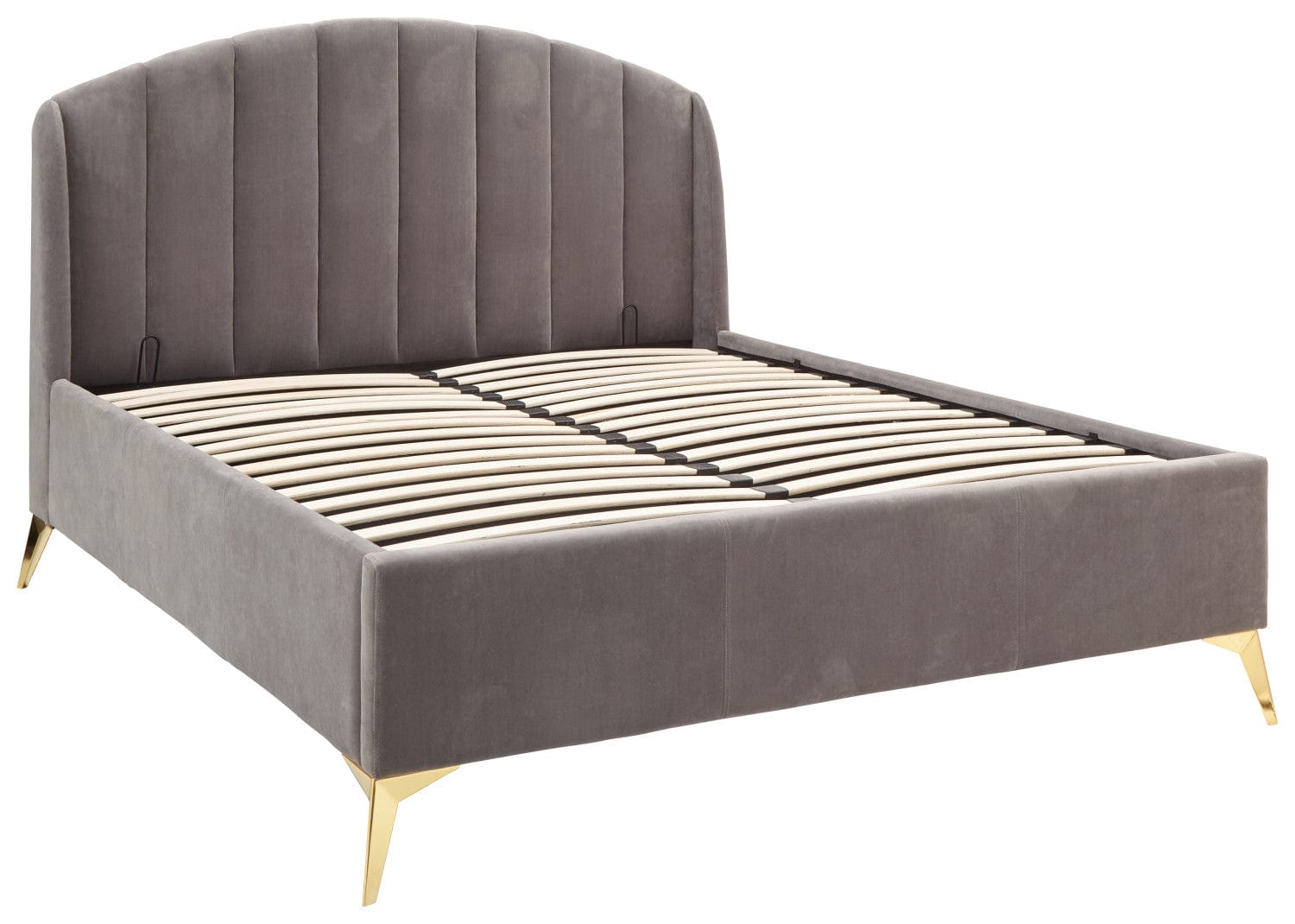 GFW Fabric Bed Pettine End Lift Ottoman Bed - Grey & Gold Bed Kings