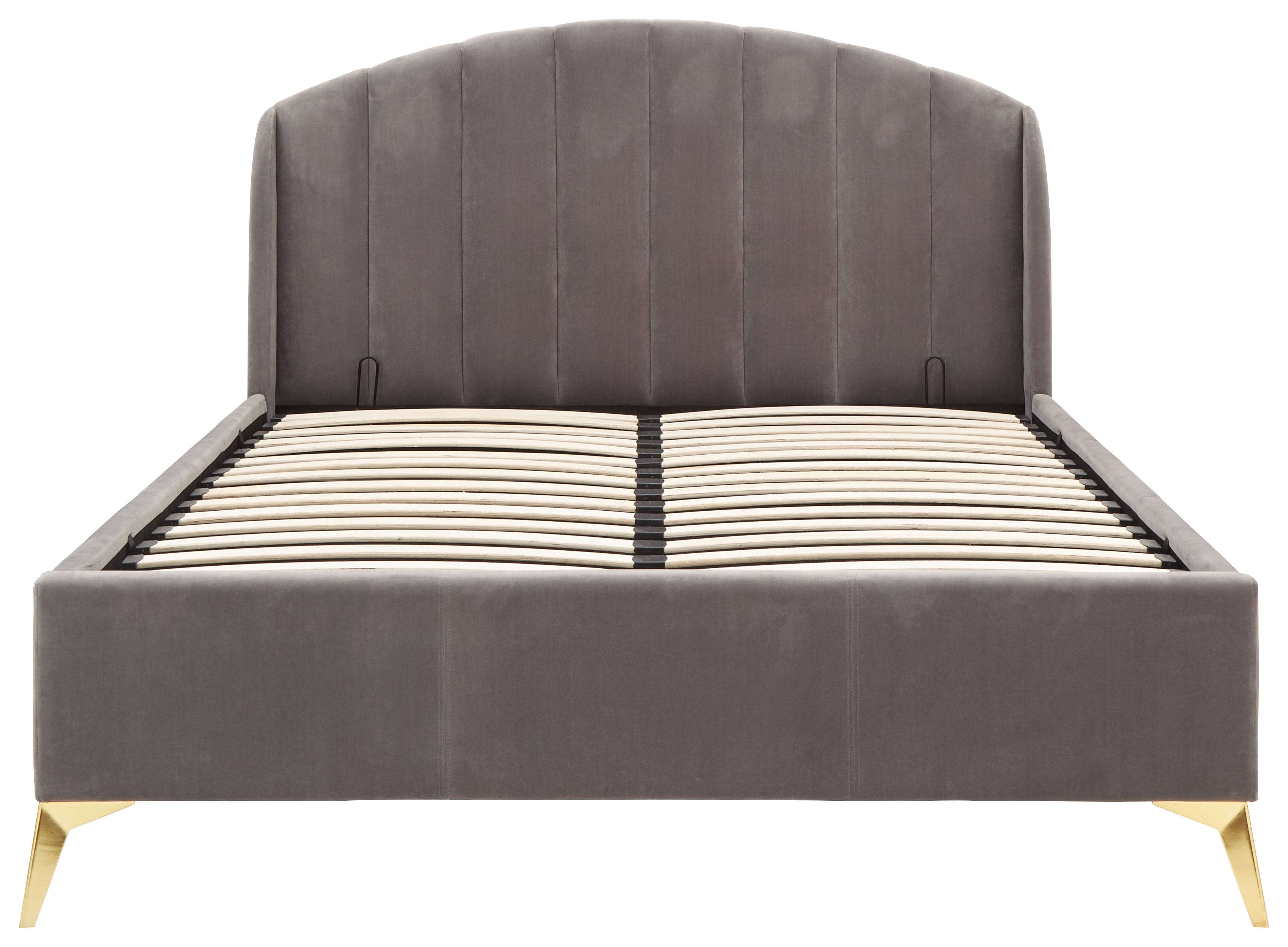 GFW Fabric Bed Pettine End Lift Ottoman Bed - Grey & Gold Bed Kings