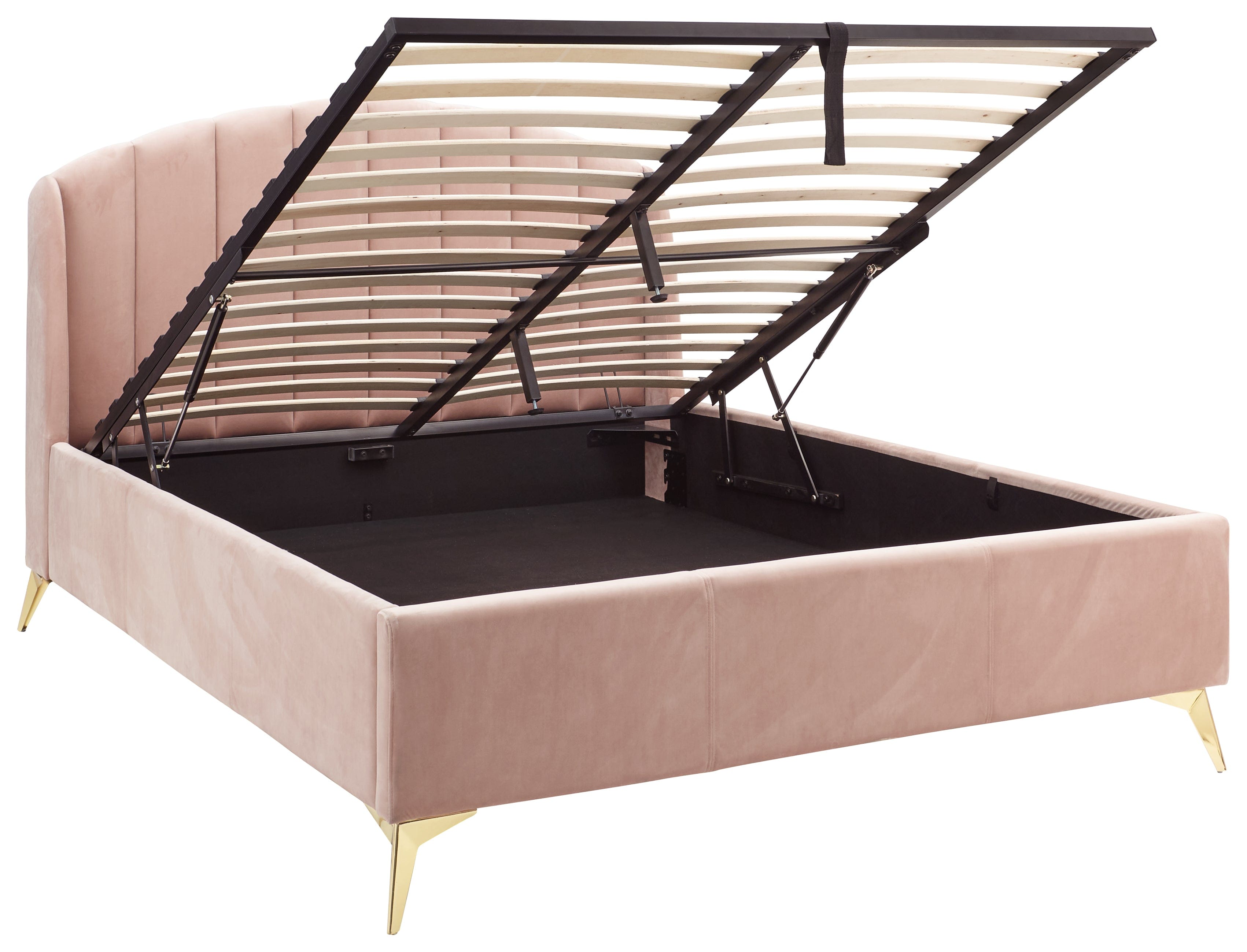 GFW Fabric Bed Pettine End Lift Ottoman Bed - Pink & Gold Bed Kings