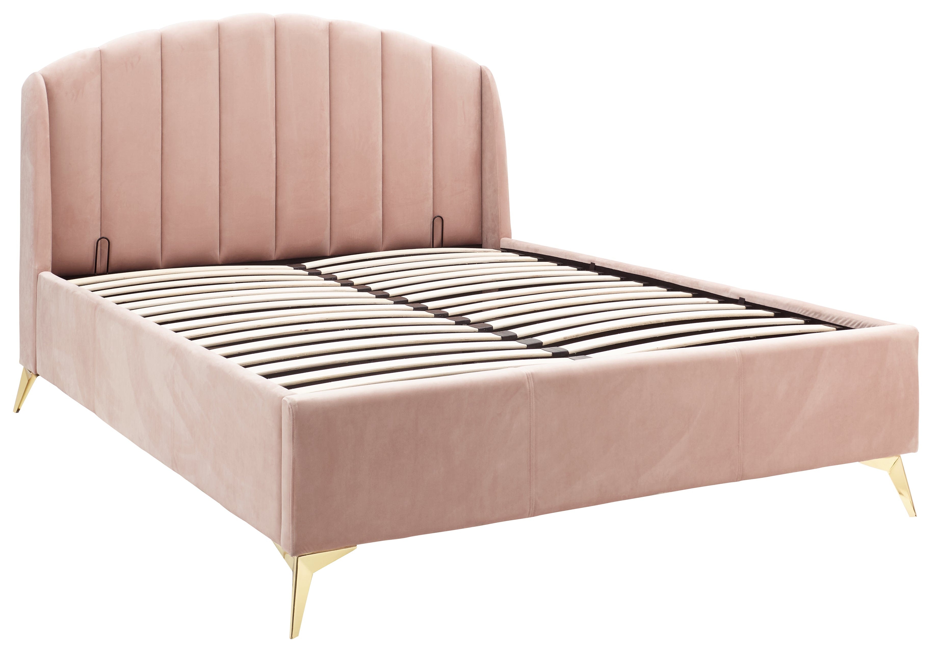 GFW Fabric Bed Pettine End Lift Ottoman Bed - Pink & Gold Bed Kings