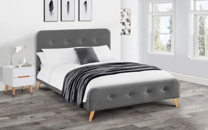 Julian Bowen Fabric Bed Astrid Curved Retro Buttoned Bed - Grey Bed Kings