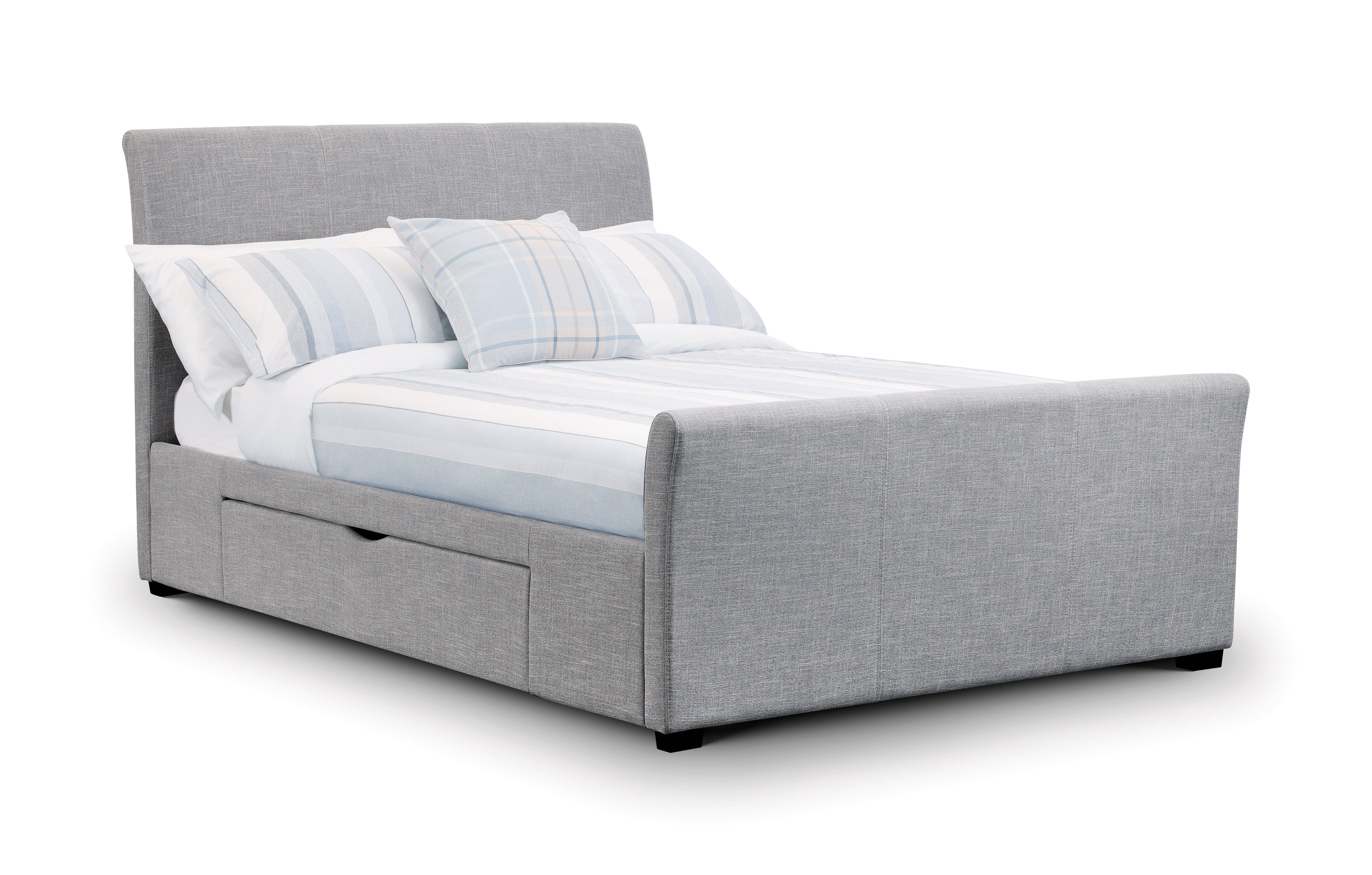 Julian Bowen Fabric Bed Capri Fabric Bed With Drawers - Light Grey Bed Kings