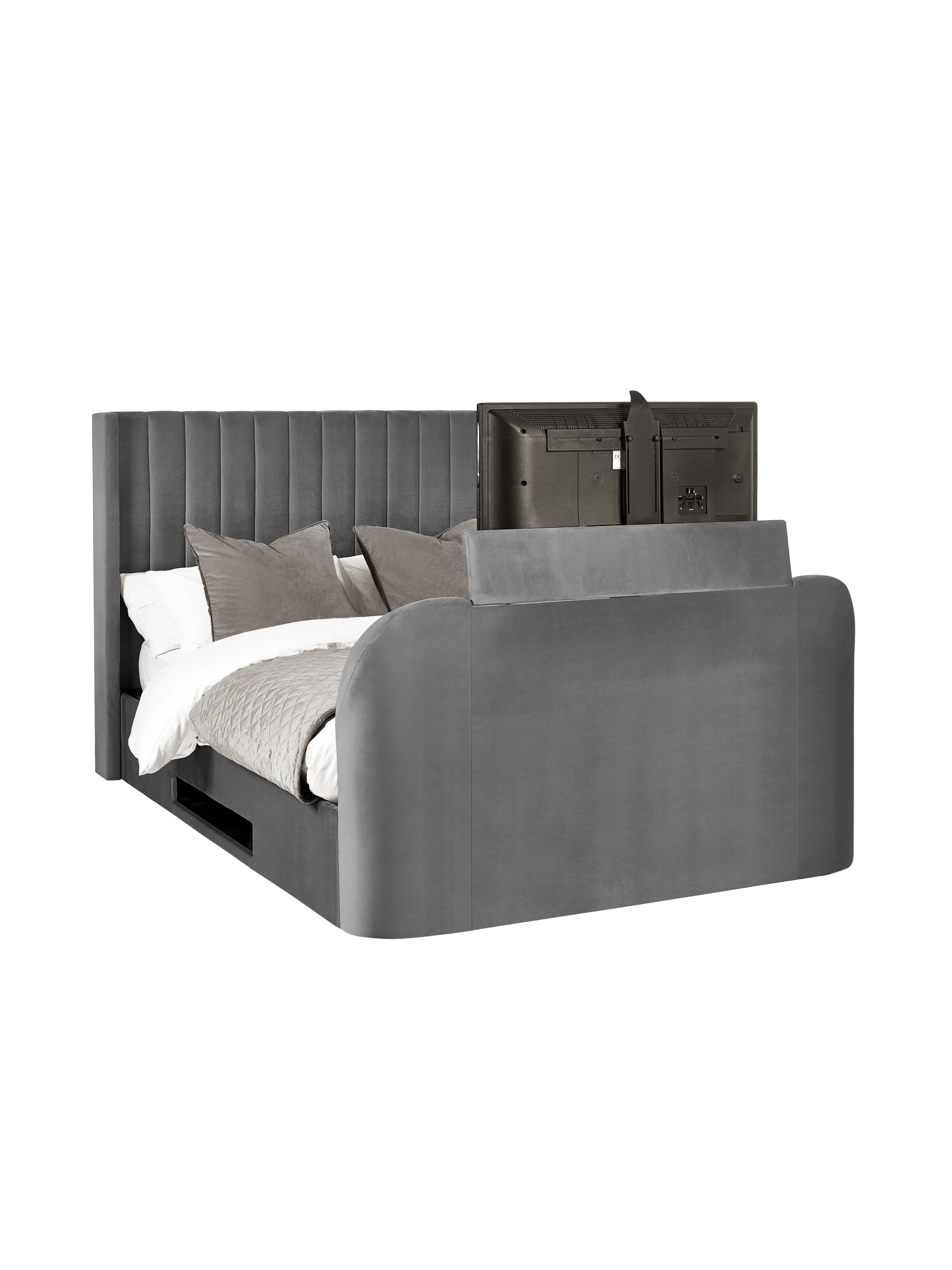 Julian Bowen Fabric Bed Clara Ottoman TV Bed - Dark Grey Bed Kings