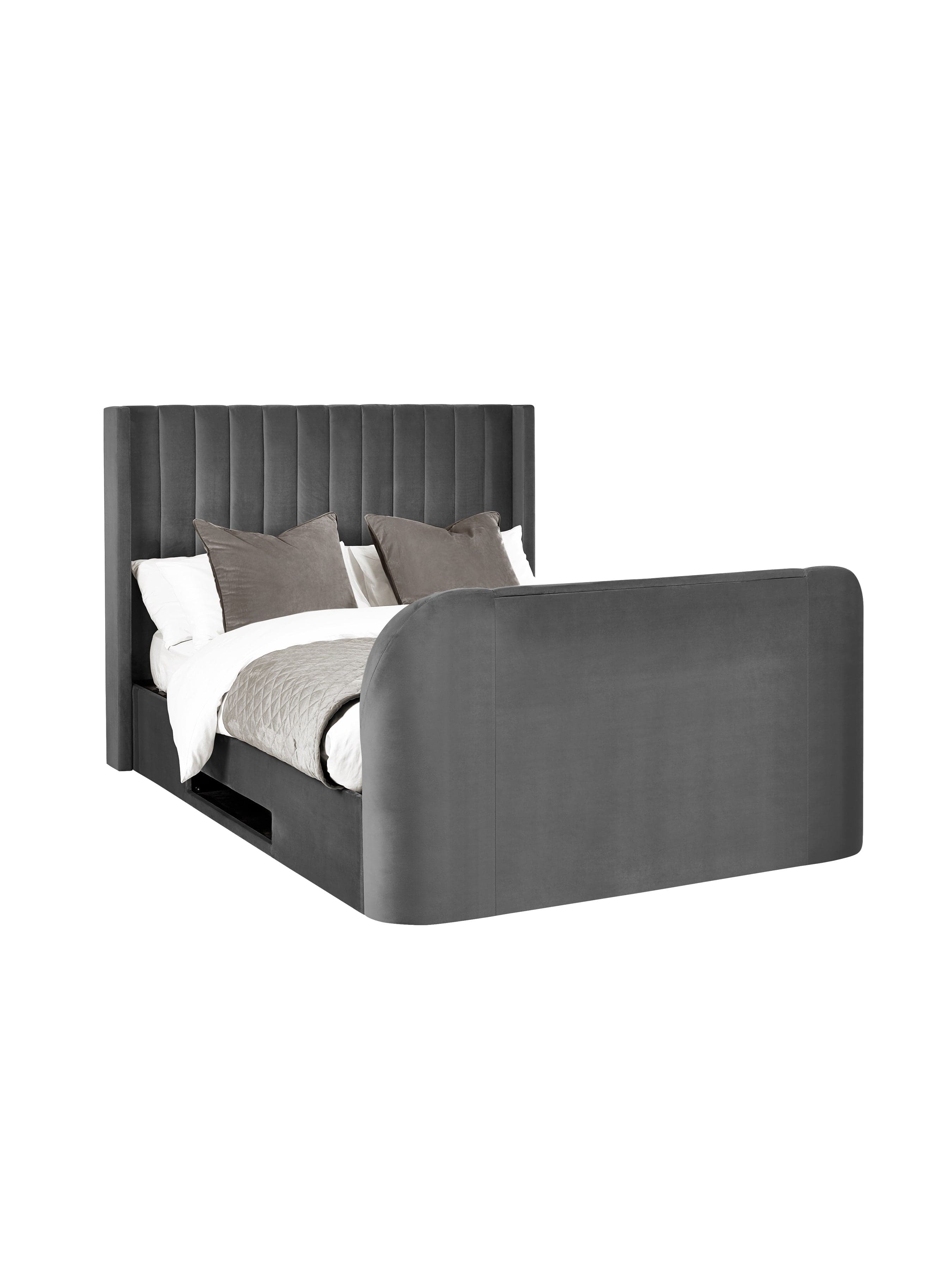 Julian Bowen Fabric Bed Clara Ottoman TV Bed - Dark Grey Bed Kings