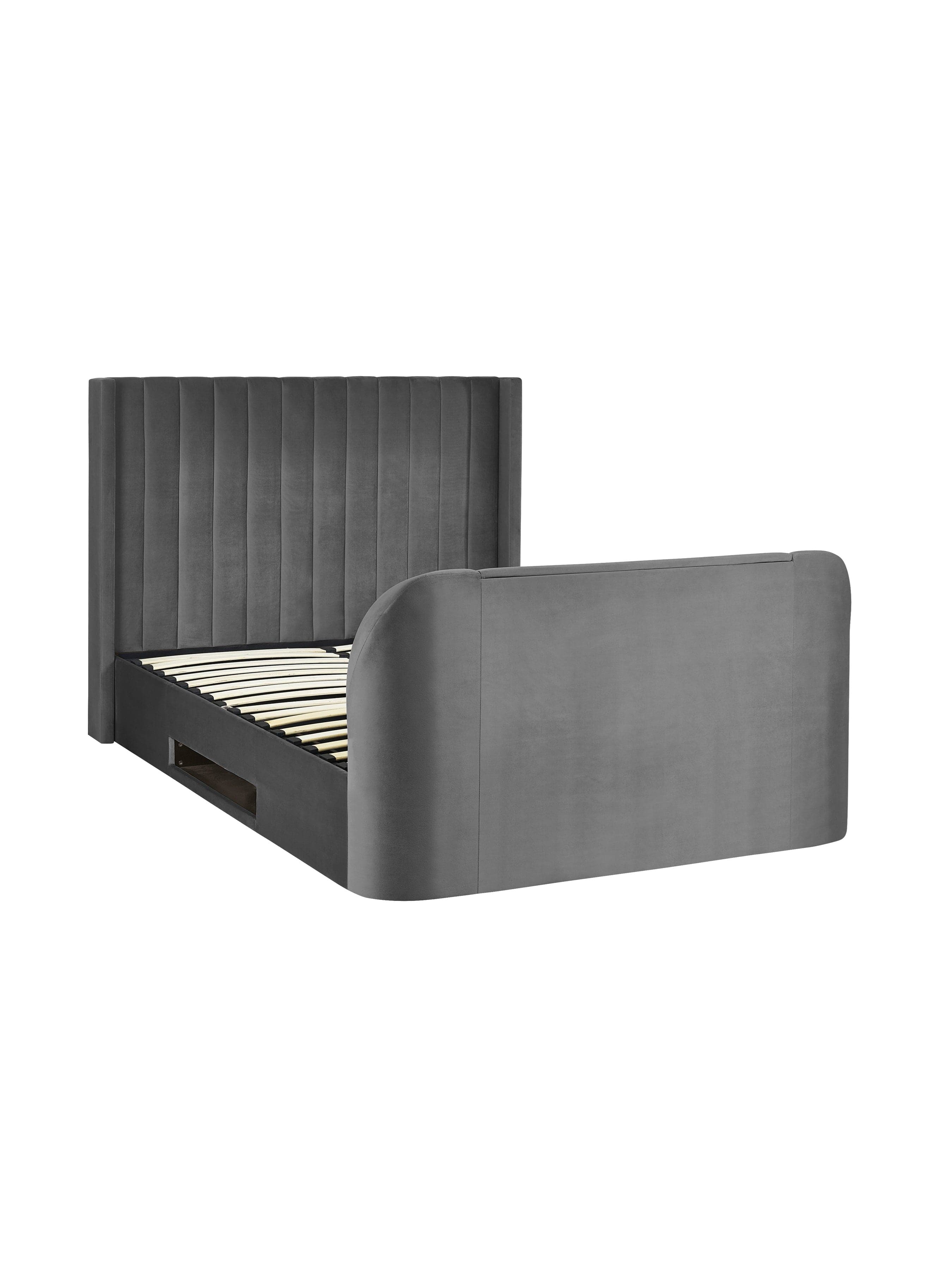 Julian Bowen Fabric Bed Clara Ottoman TV Bed - Dark Grey Bed Kings