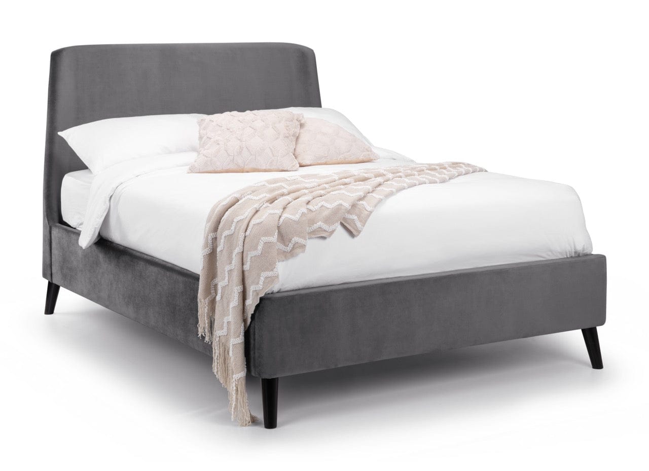 Julian Bowen Fabric Bed Frida Curved Velvet Bed - Grey Bed Kings