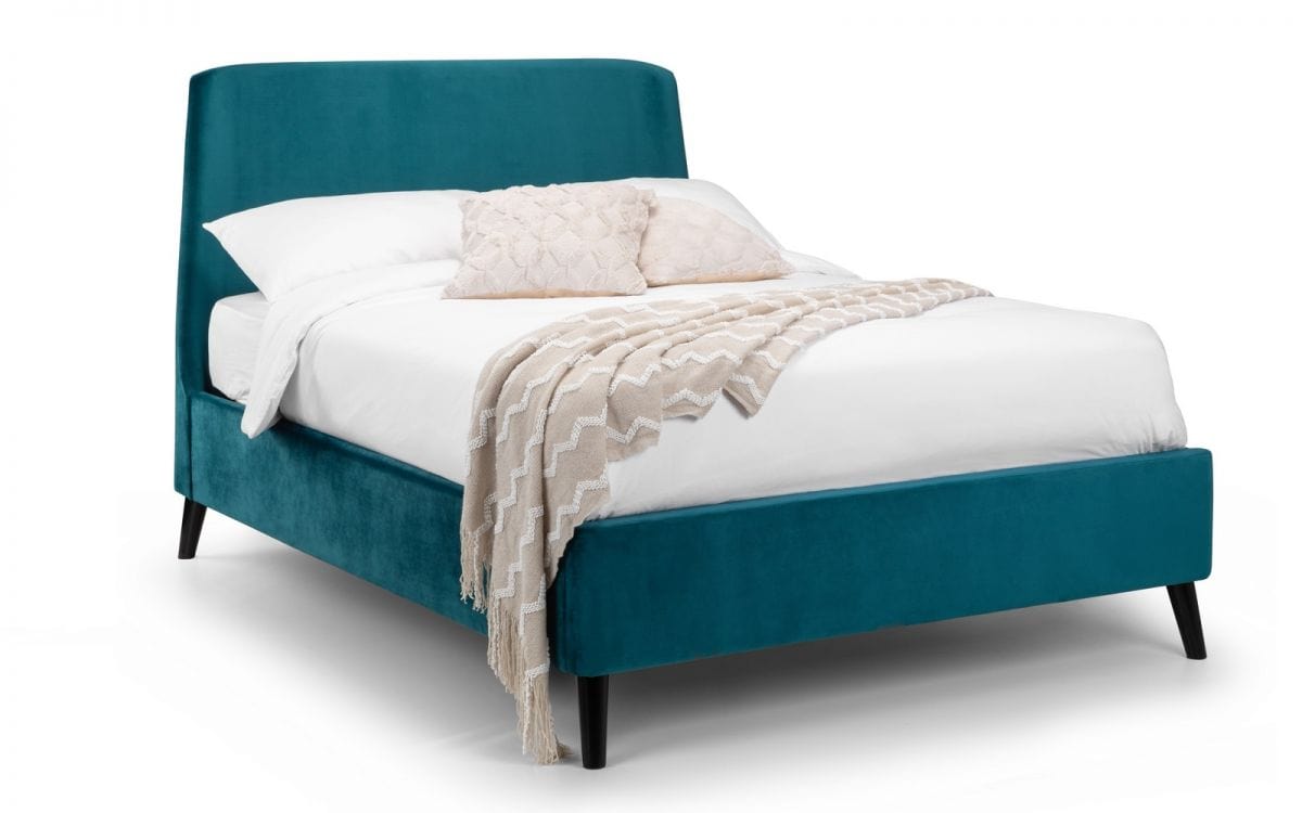 Julian Bowen Fabric Bed Frida Curved Velvet Bed - Teal Bed Kings