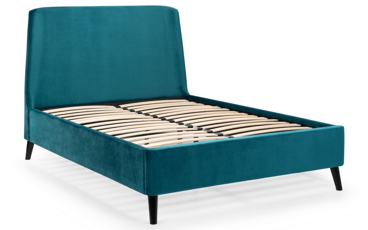 Julian Bowen Fabric Bed Frida Curved Velvet Bed - Teal Bed Kings