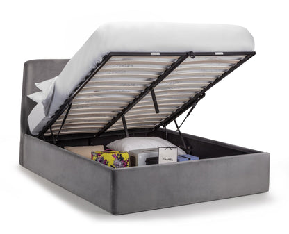 Julian Bowen Fabric Bed Frida Storage Ottoman Bed - Grey Bed Kings