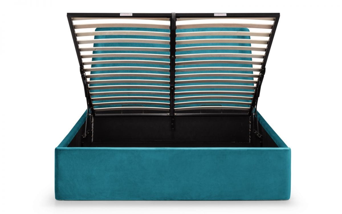 Julian Bowen Fabric Bed Frida Storage Ottoman Bed - Teal Bed Kings