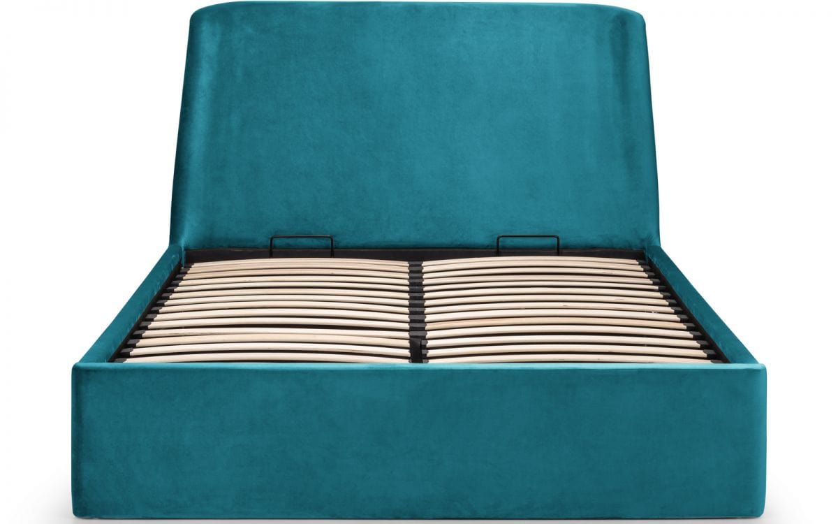 Julian Bowen Fabric Bed Frida Storage Ottoman Bed - Teal Bed Kings