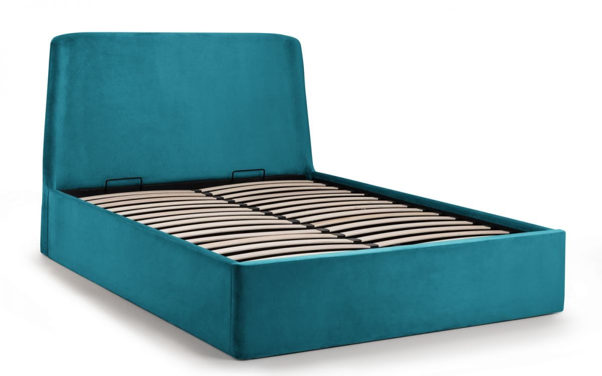 Julian Bowen Fabric Bed Frida Storage Ottoman Bed - Teal Bed Kings