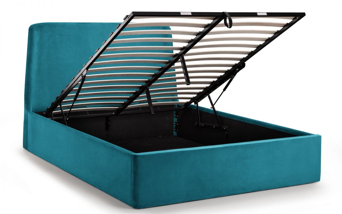 Julian Bowen Fabric Bed Frida Storage Ottoman Bed - Teal Bed Kings